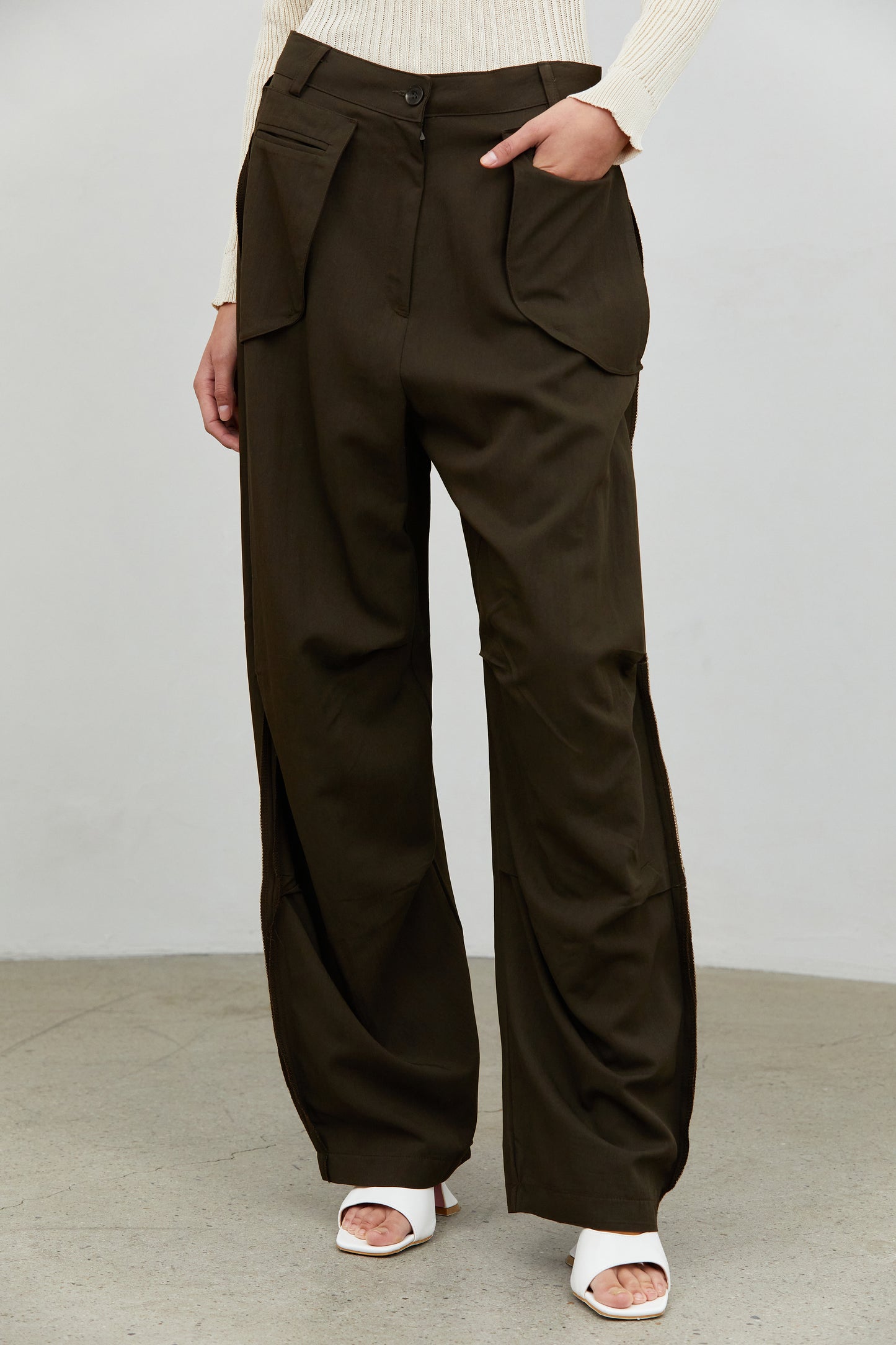 Inside Out Draped Cargo Pants, Walnut