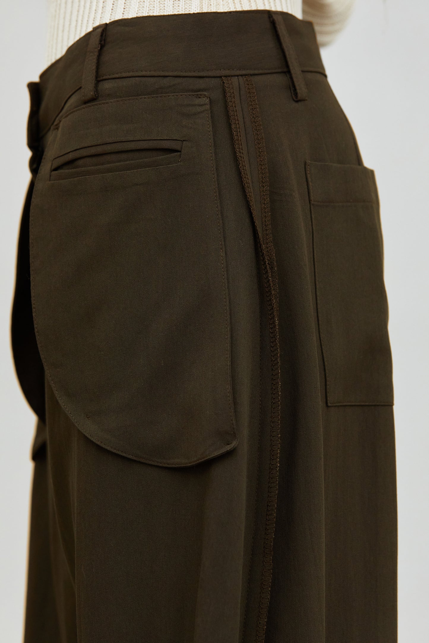 Inside Out Draped Cargo Pants, Walnut