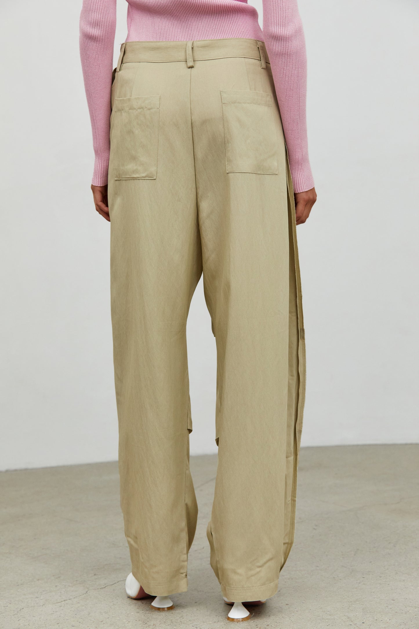 Inside Out Draped Cargo Pants, Beige