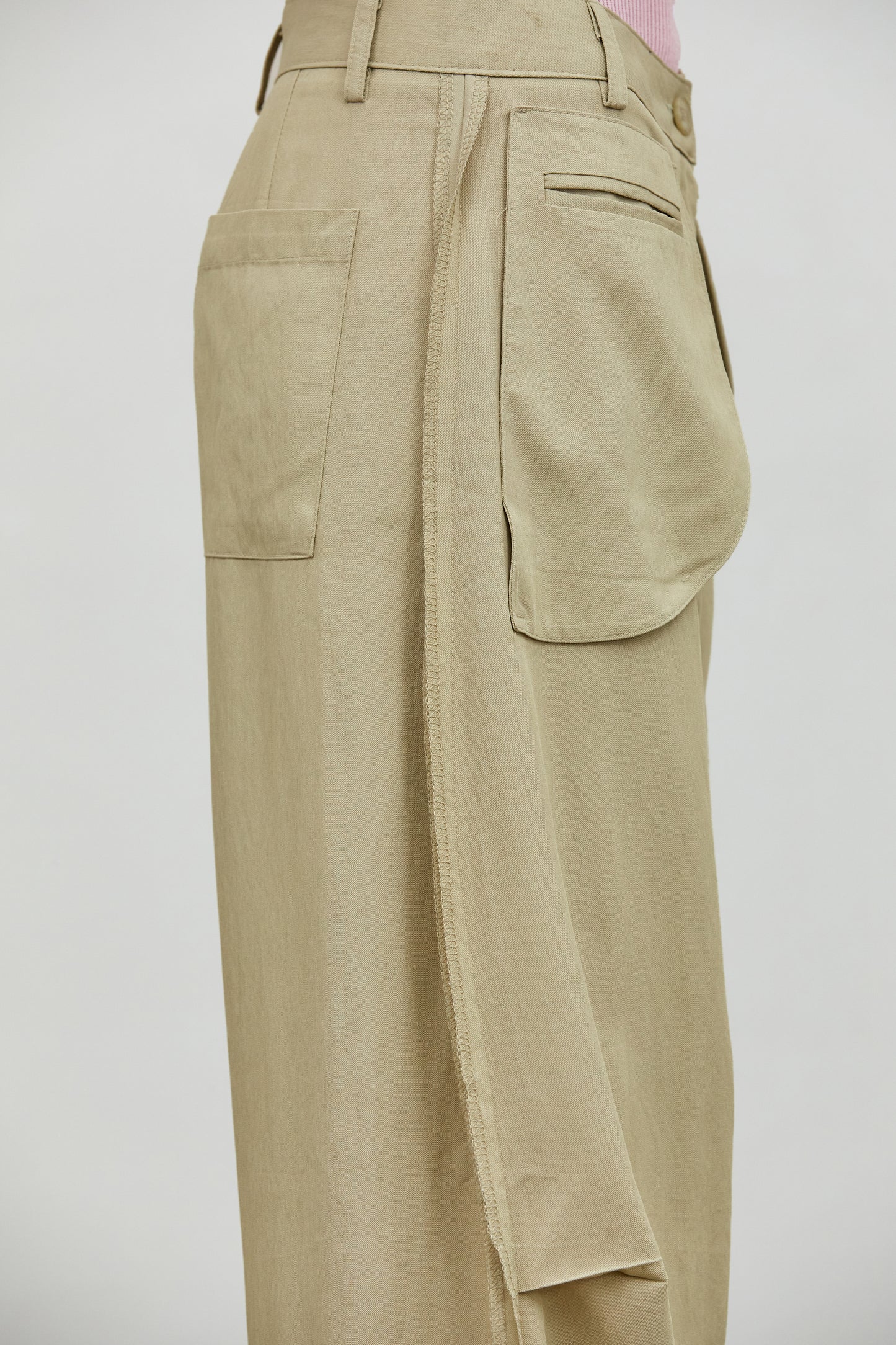 Inside Out Draped Cargo Pants, Beige