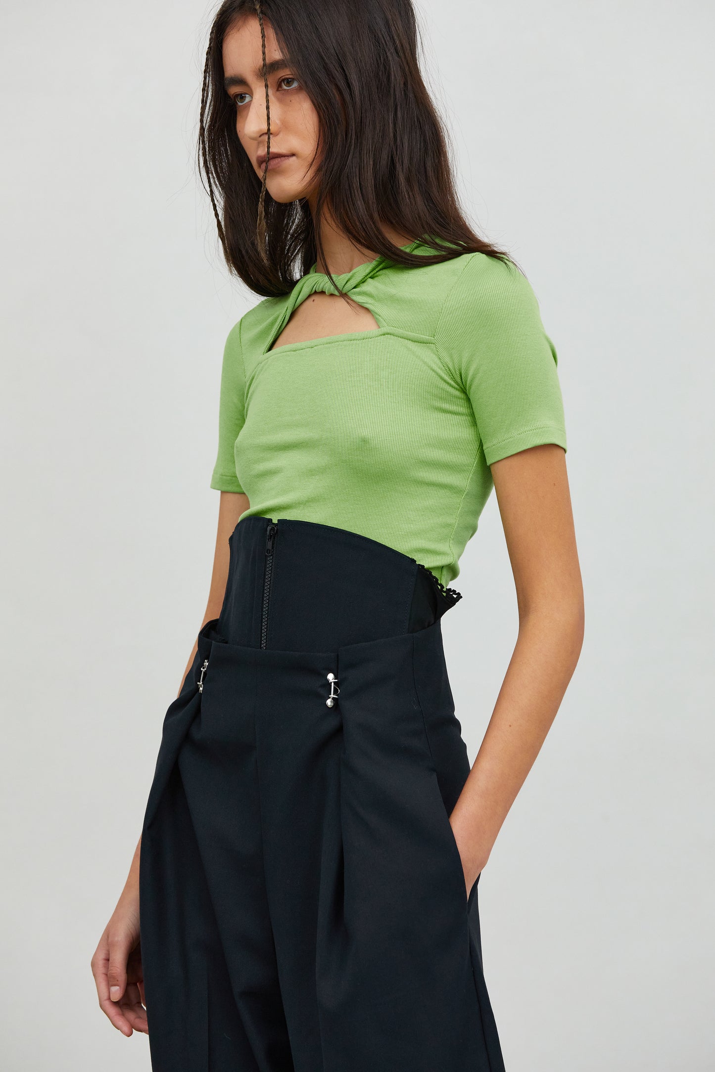 High Waist Wide Corset Trousers, Ink
