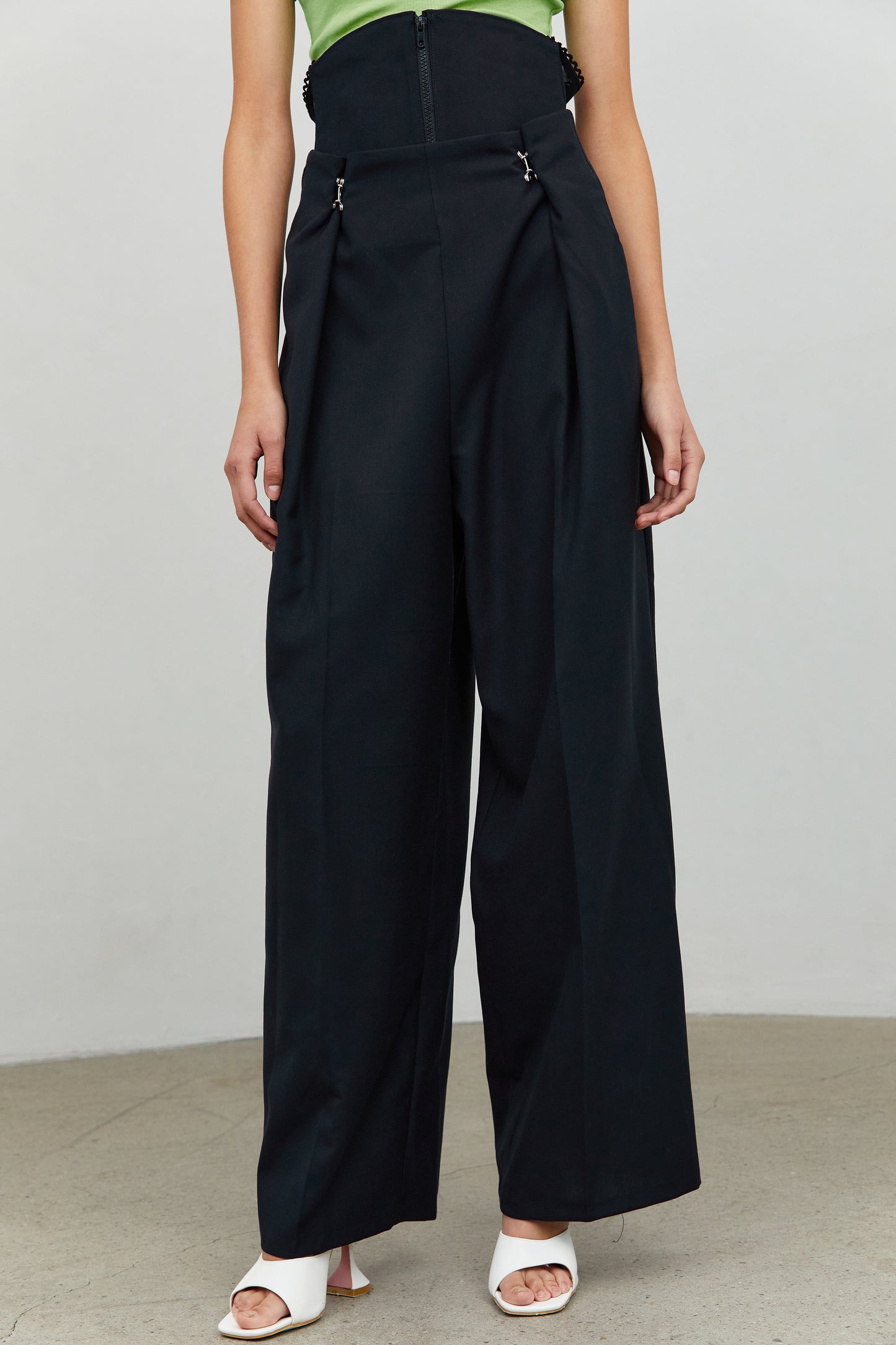 High Waist Wide Corset Trousers, Ink