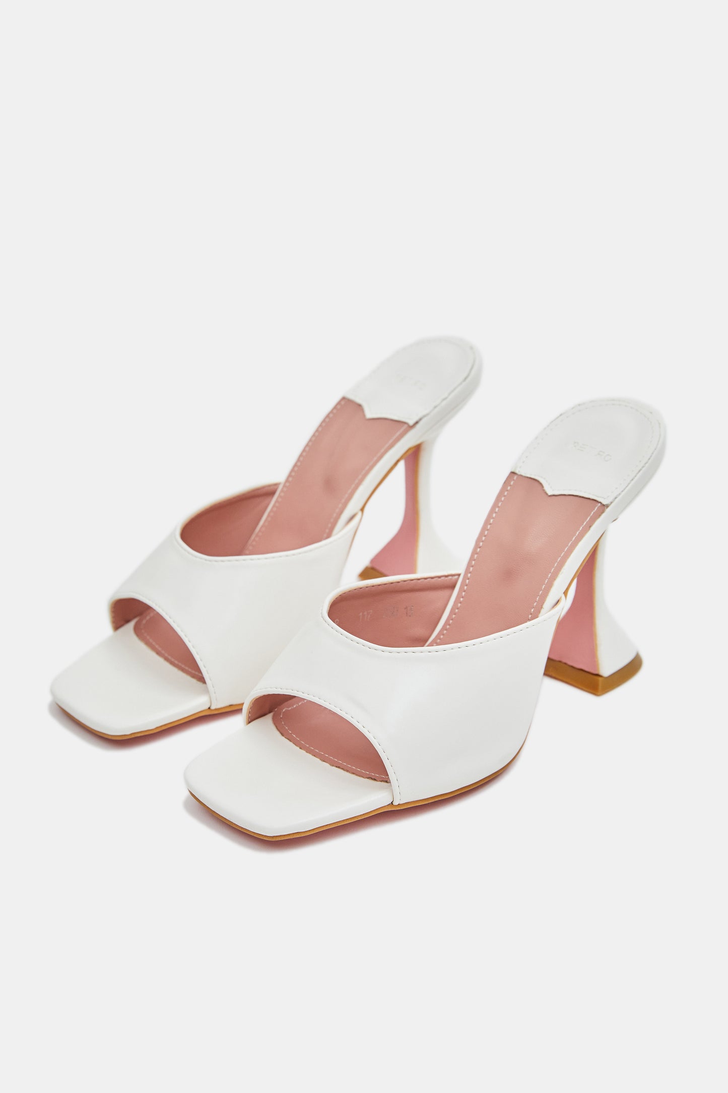 Geometric Heeled Mules, Porcelain White
