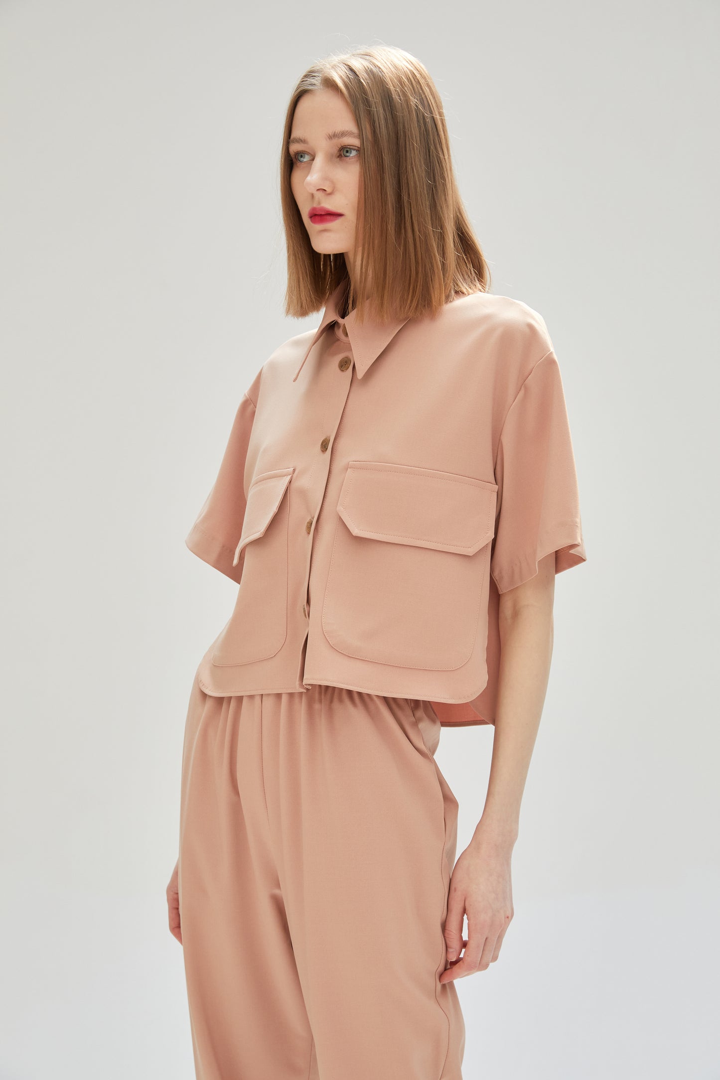 Cropped Pocket Shirt, Cantaloupe