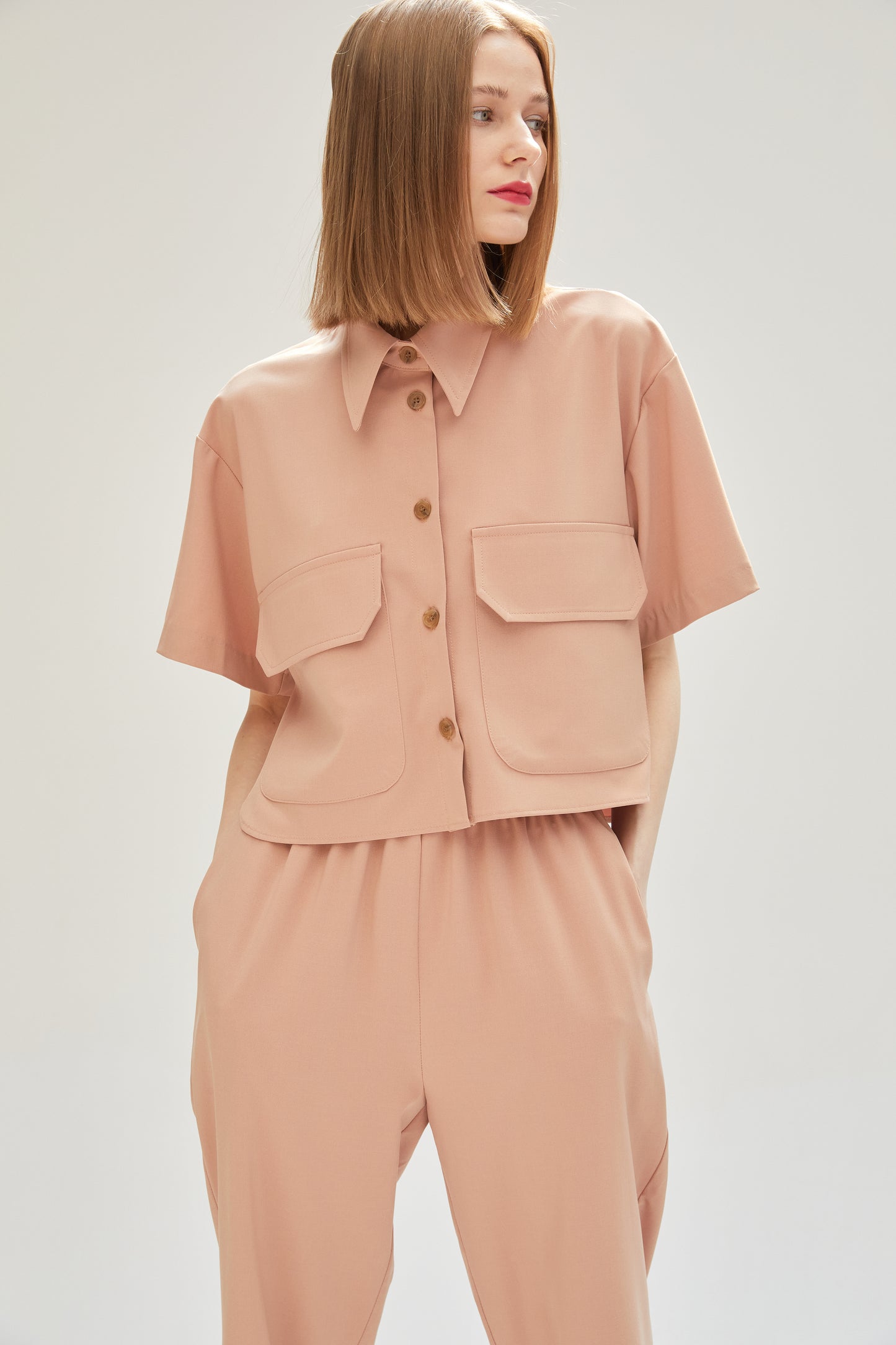 Cropped Pocket Shirt, Cantaloupe