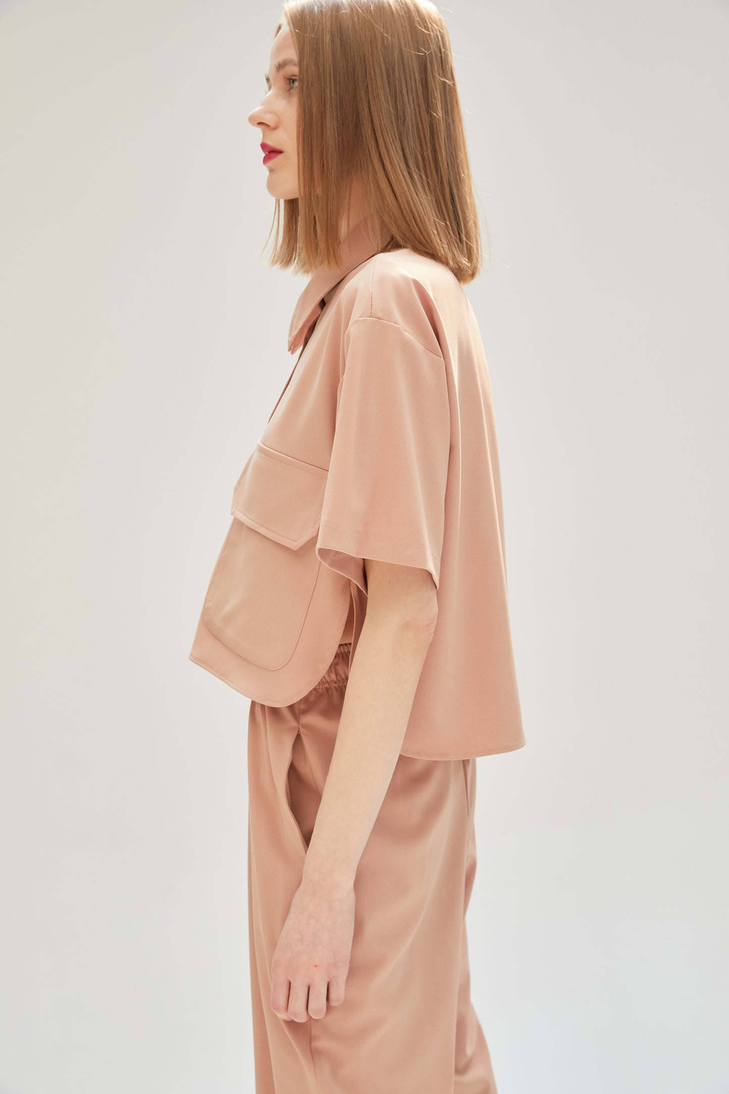 Cropped Pocket Shirt, Cantaloupe