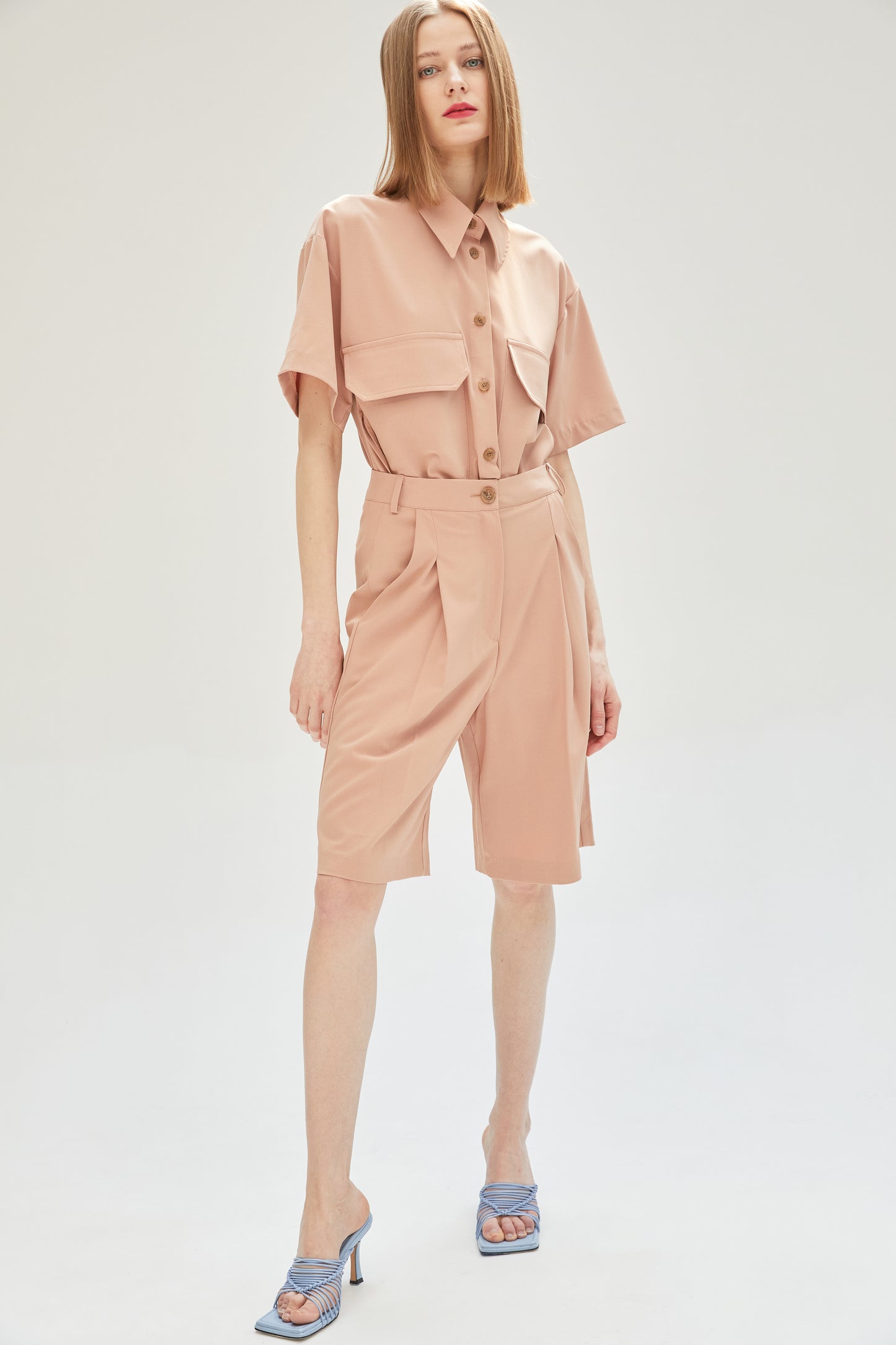 Cropped Pocket Shirt, Cantaloupe