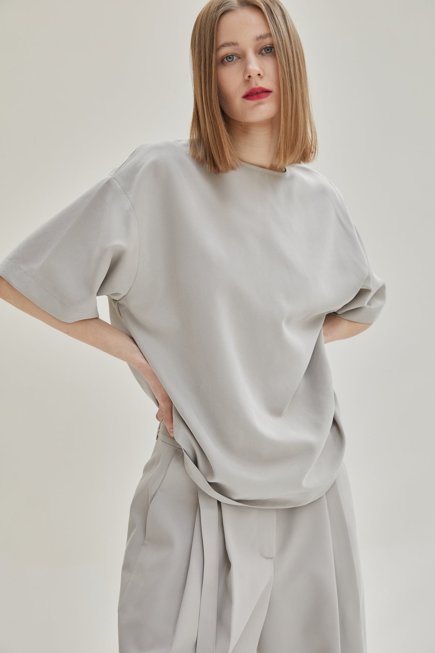 Boxy Soft Tencel Tee, Ash Gray