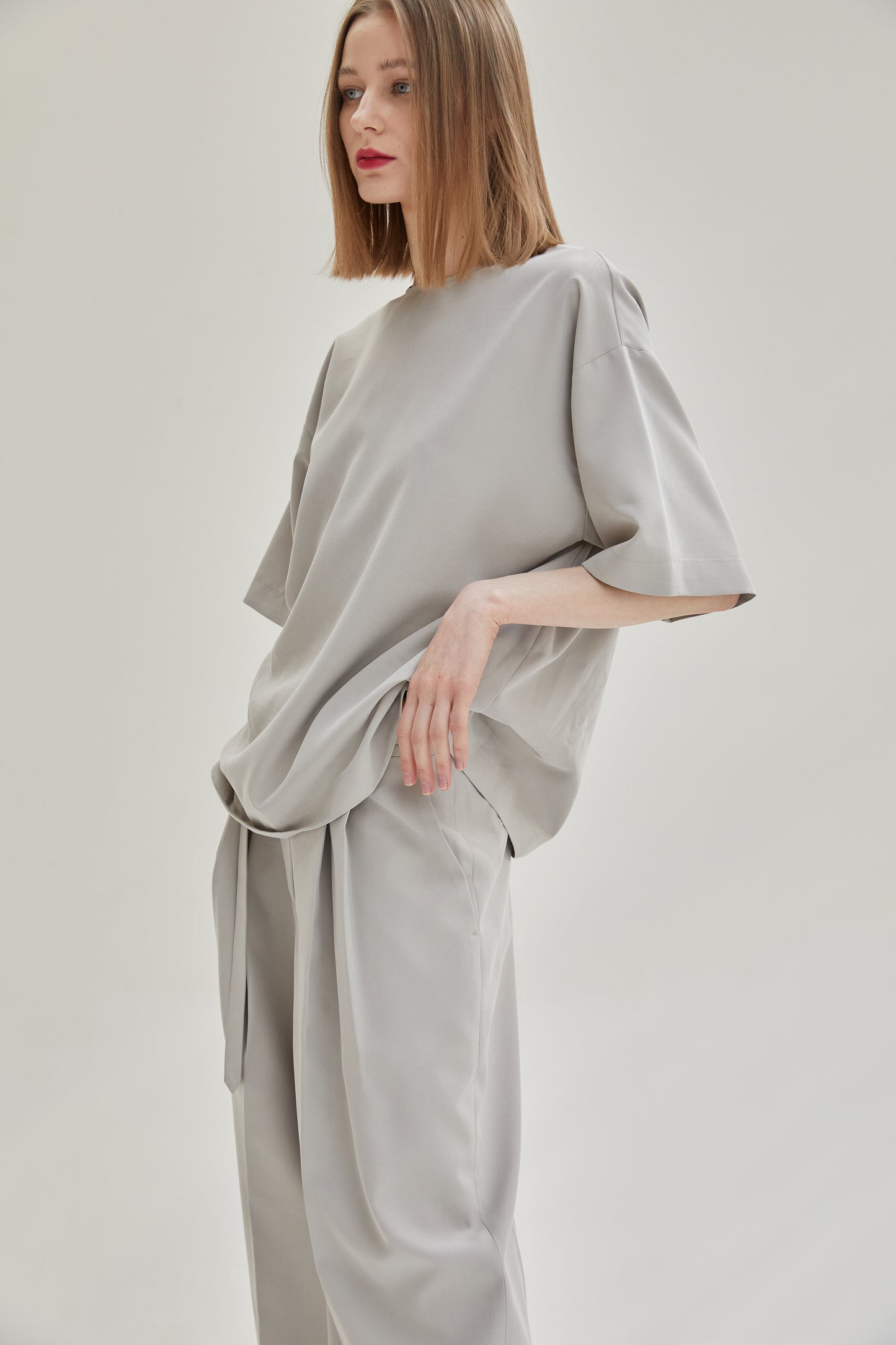 Boxy Soft Tencel Tee, Ash Gray