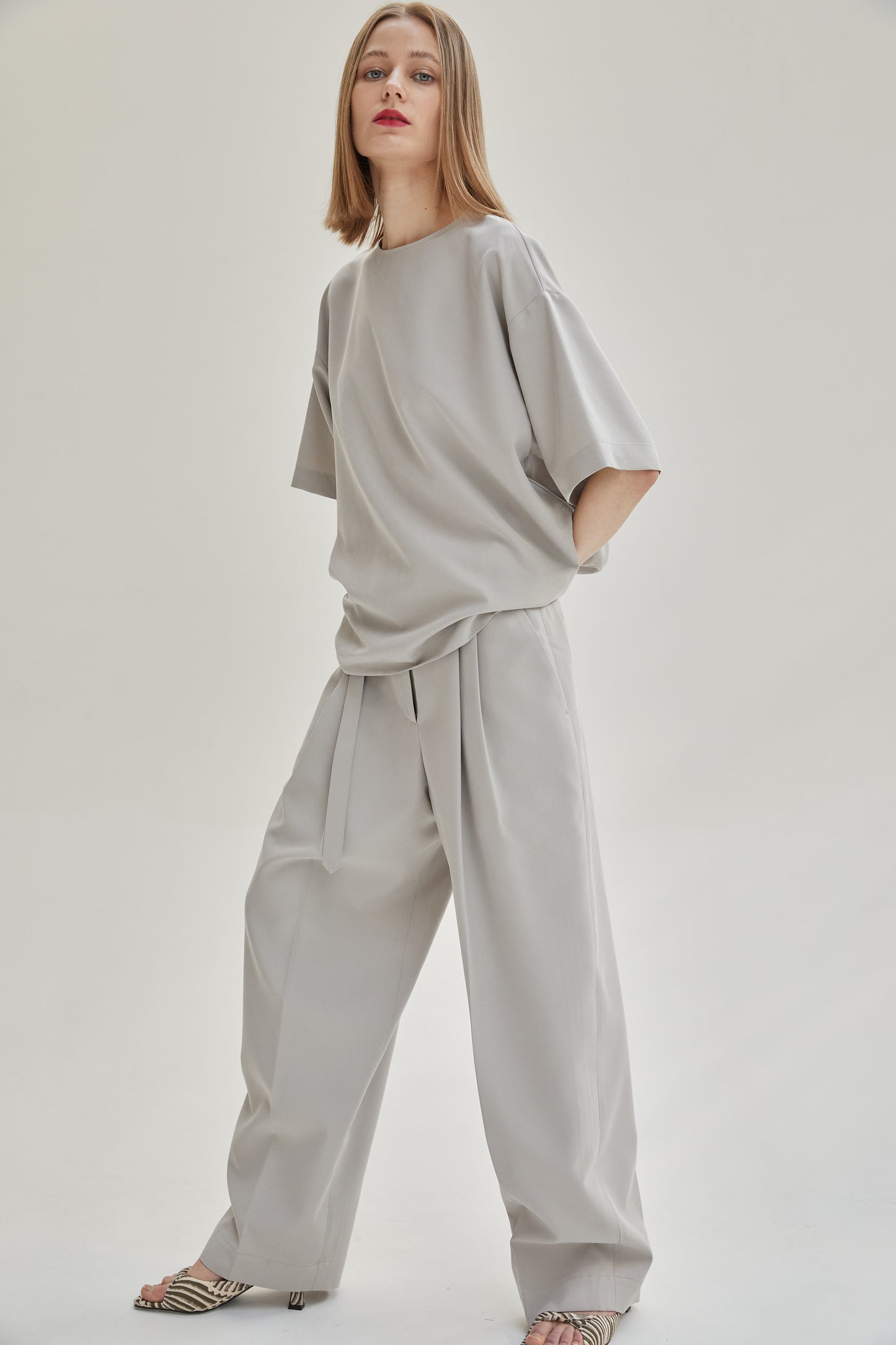 Boxy Soft Tencel Tee, Ash Gray