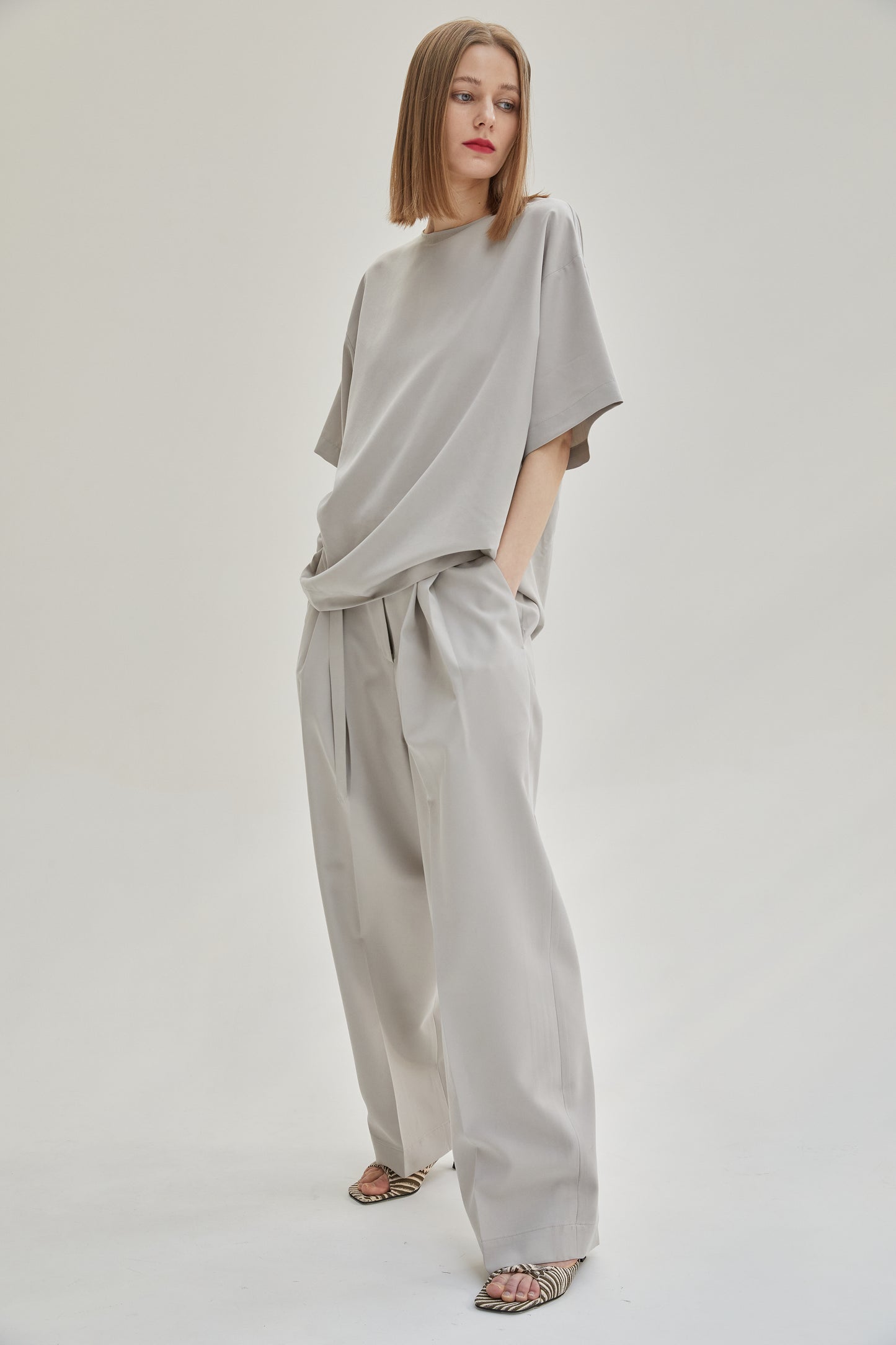 Boxy Soft Tencel Tee, Ash Gray