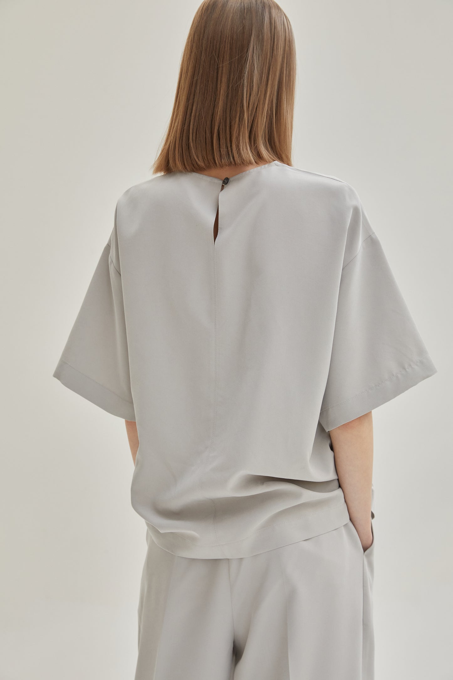 Boxy Soft Tencel Tee, Ash Gray
