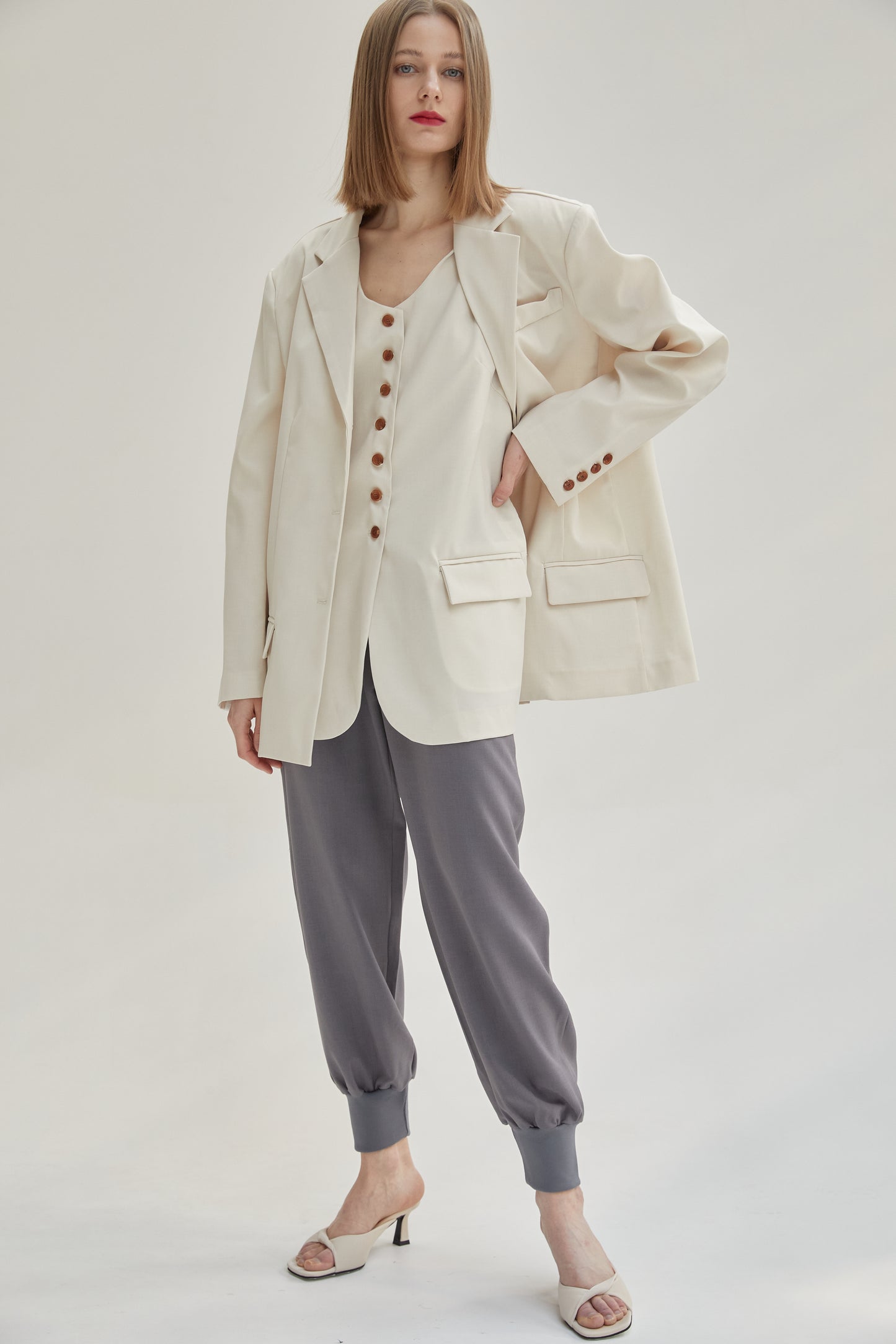 Oversized Suit Vest, Birch