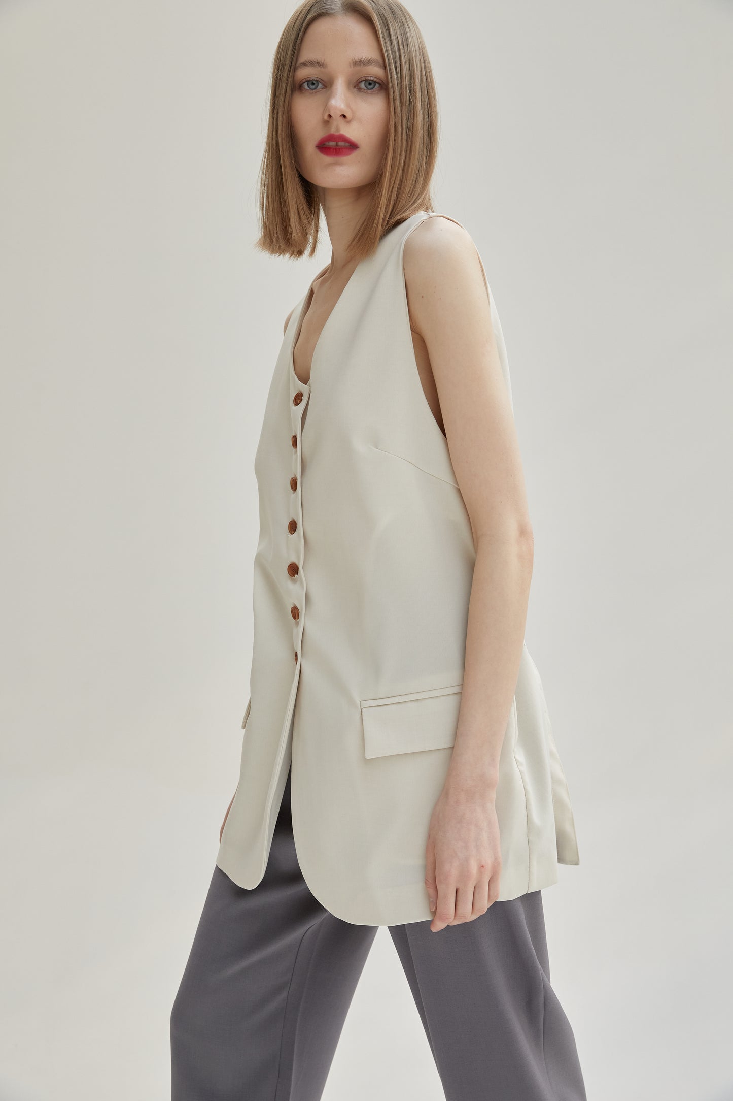 Oversized Suit Vest, Birch