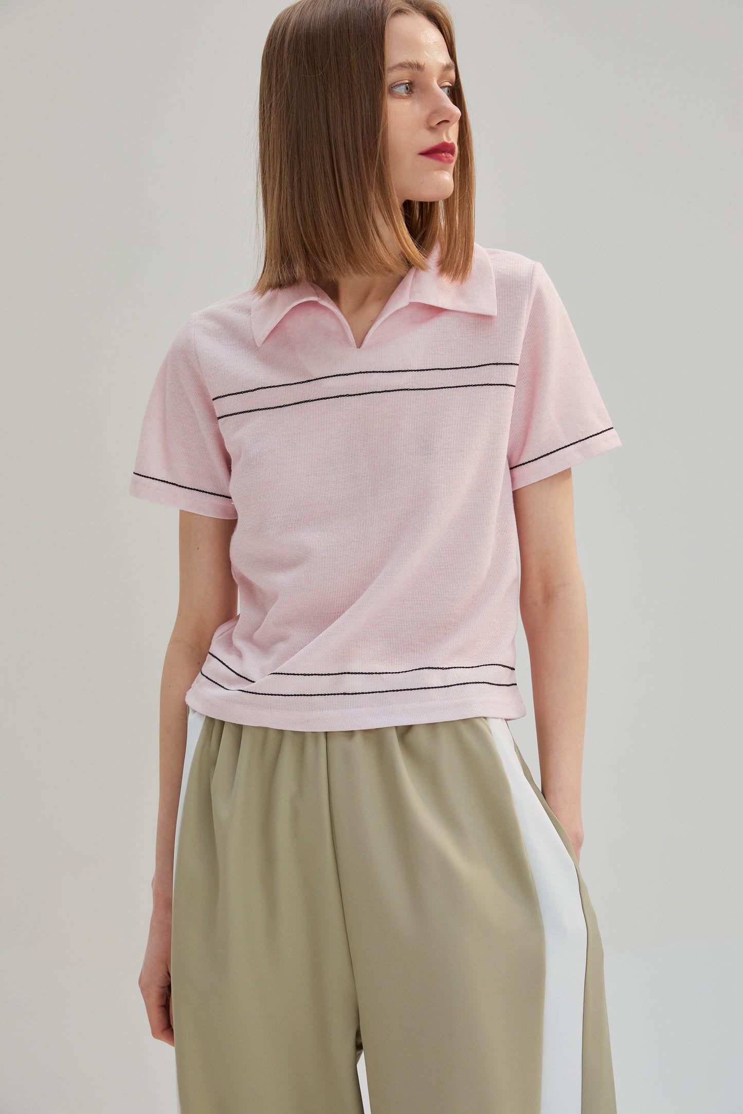 Linen Polo T-Shirt, Pink