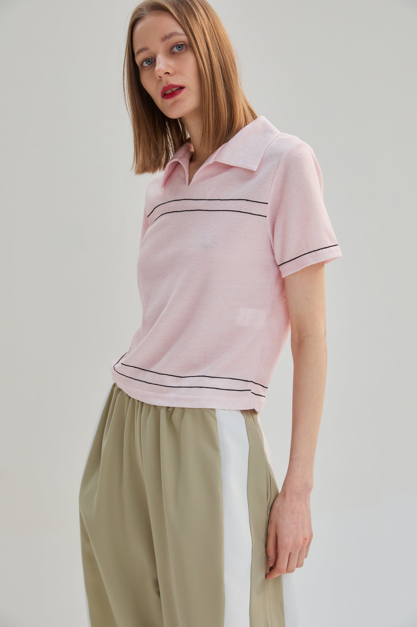 Linen Polo T-Shirt, Pink