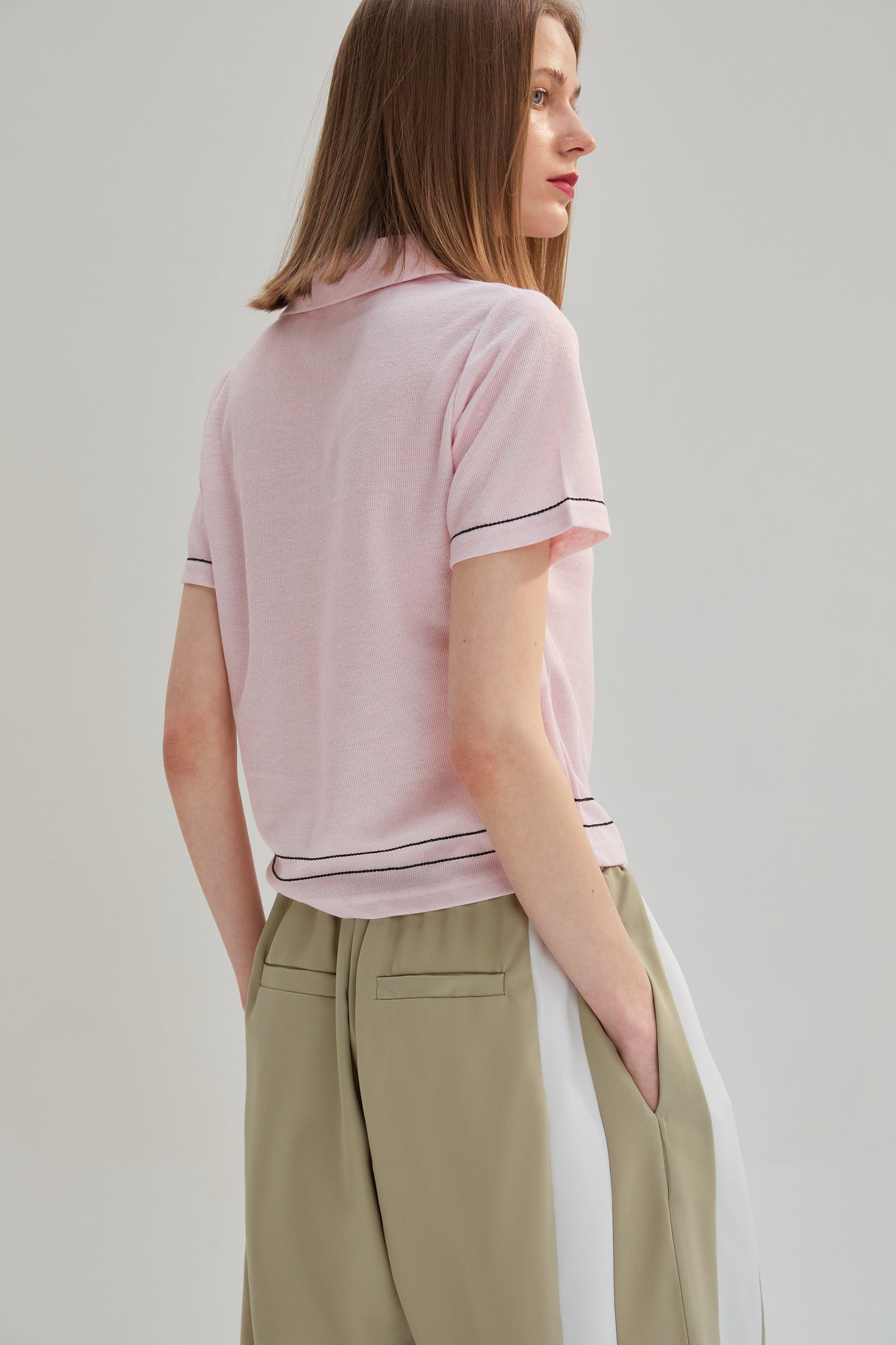 Linen Polo T-Shirt, Pink