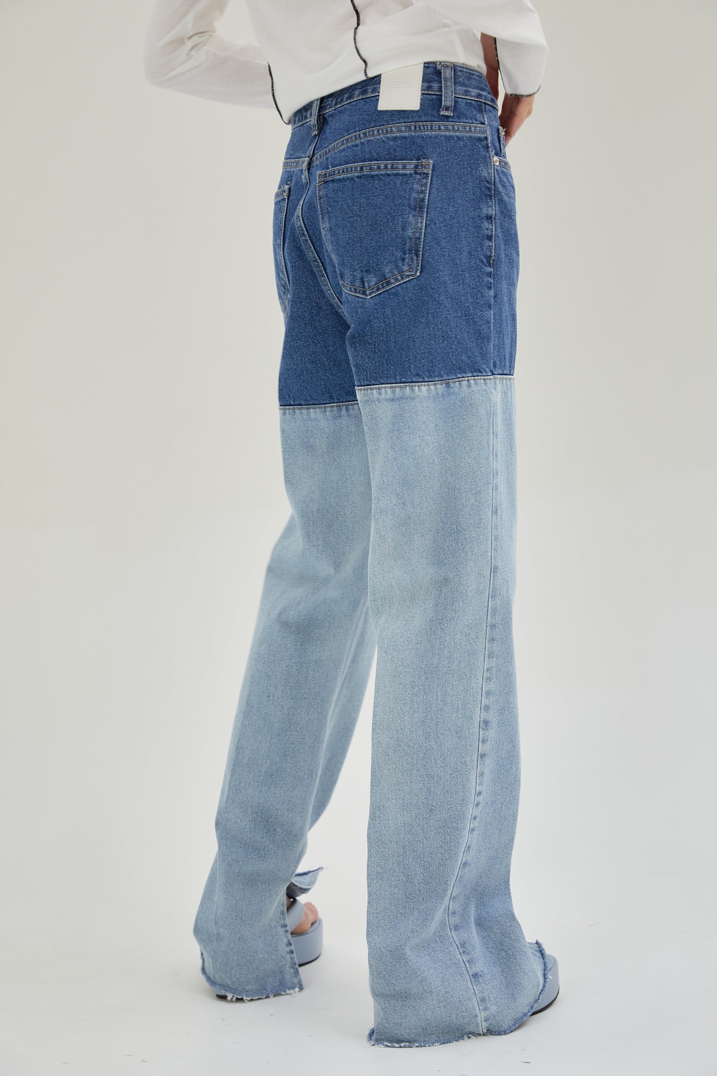 Two-Tone Combo Jeans, Light Blue