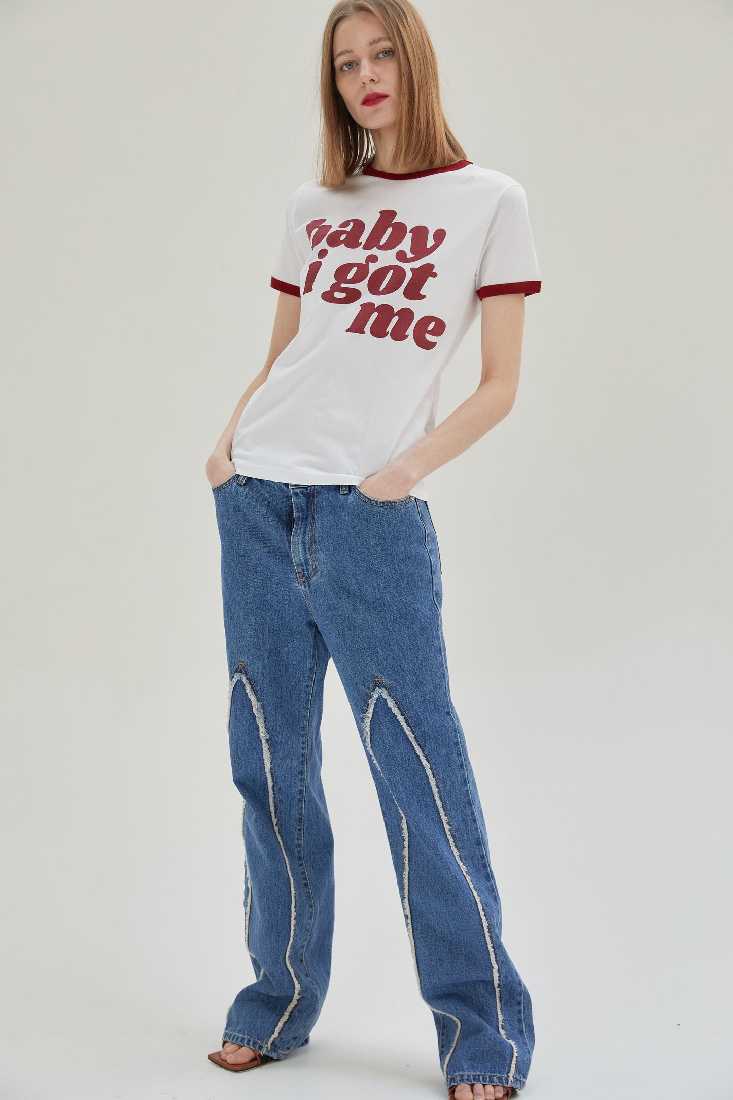 Frayed Cut Jeans, Blue