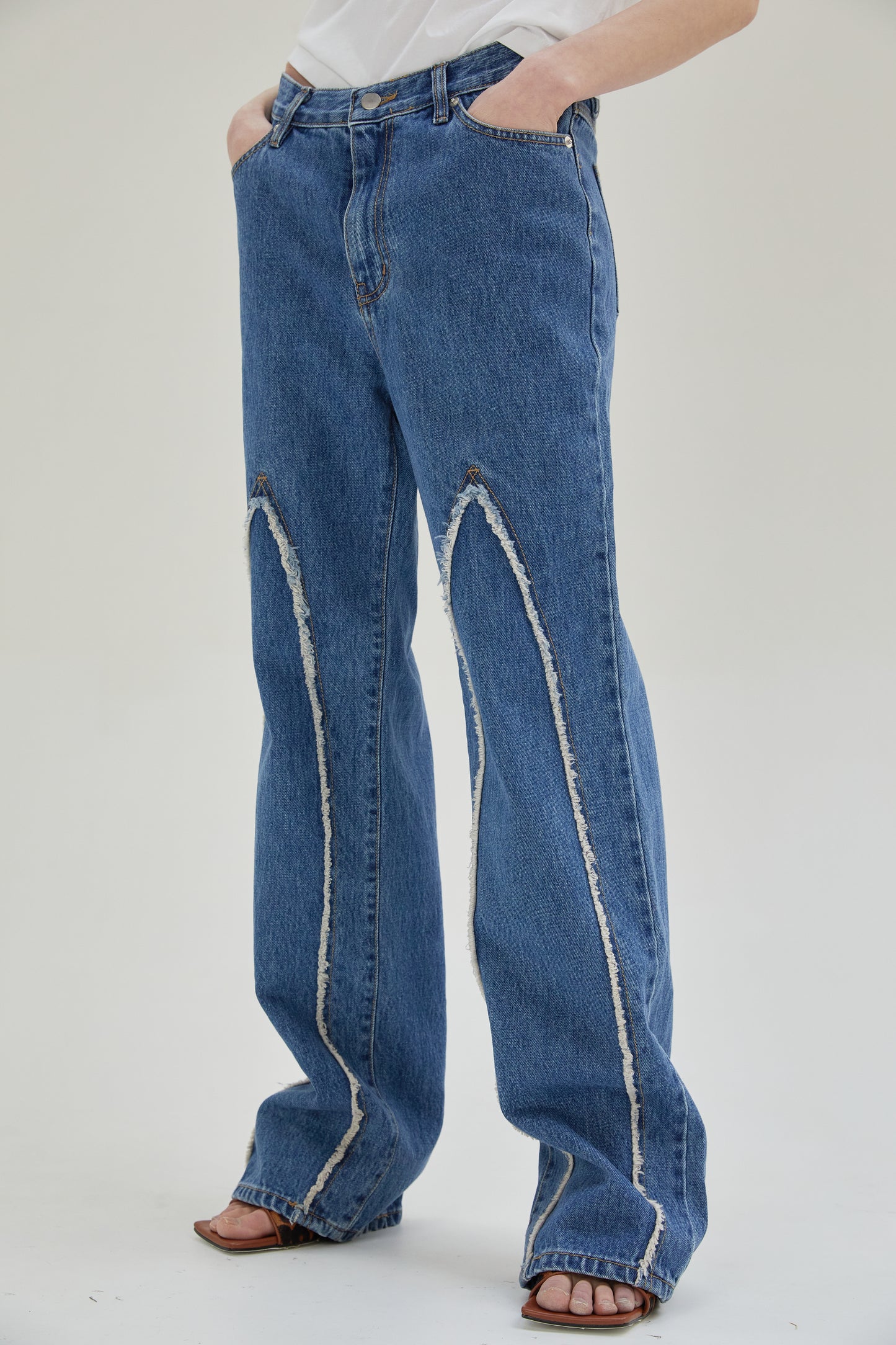 Frayed Cut Jeans, Blue