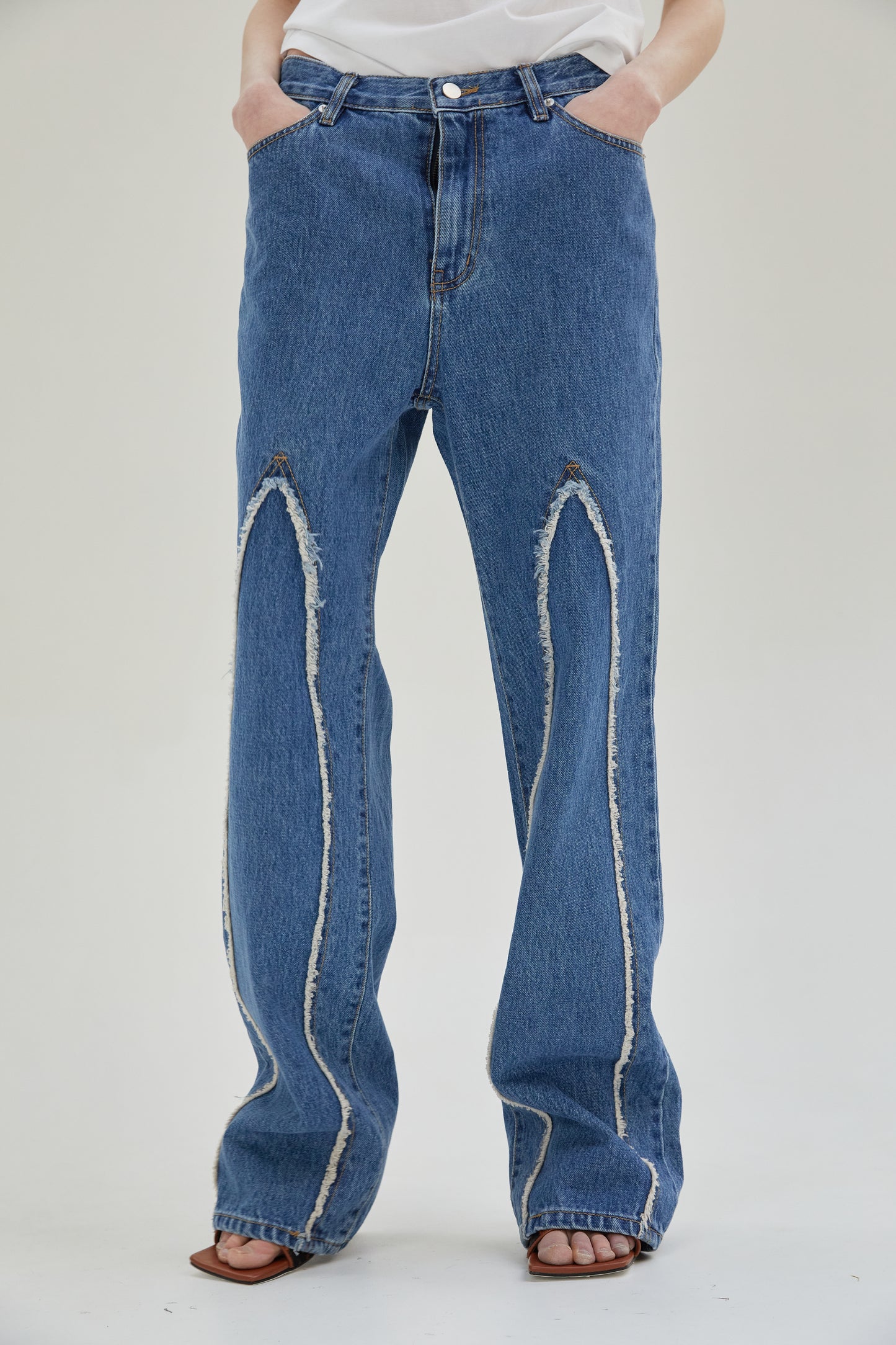 Frayed Cut Jeans, Blue