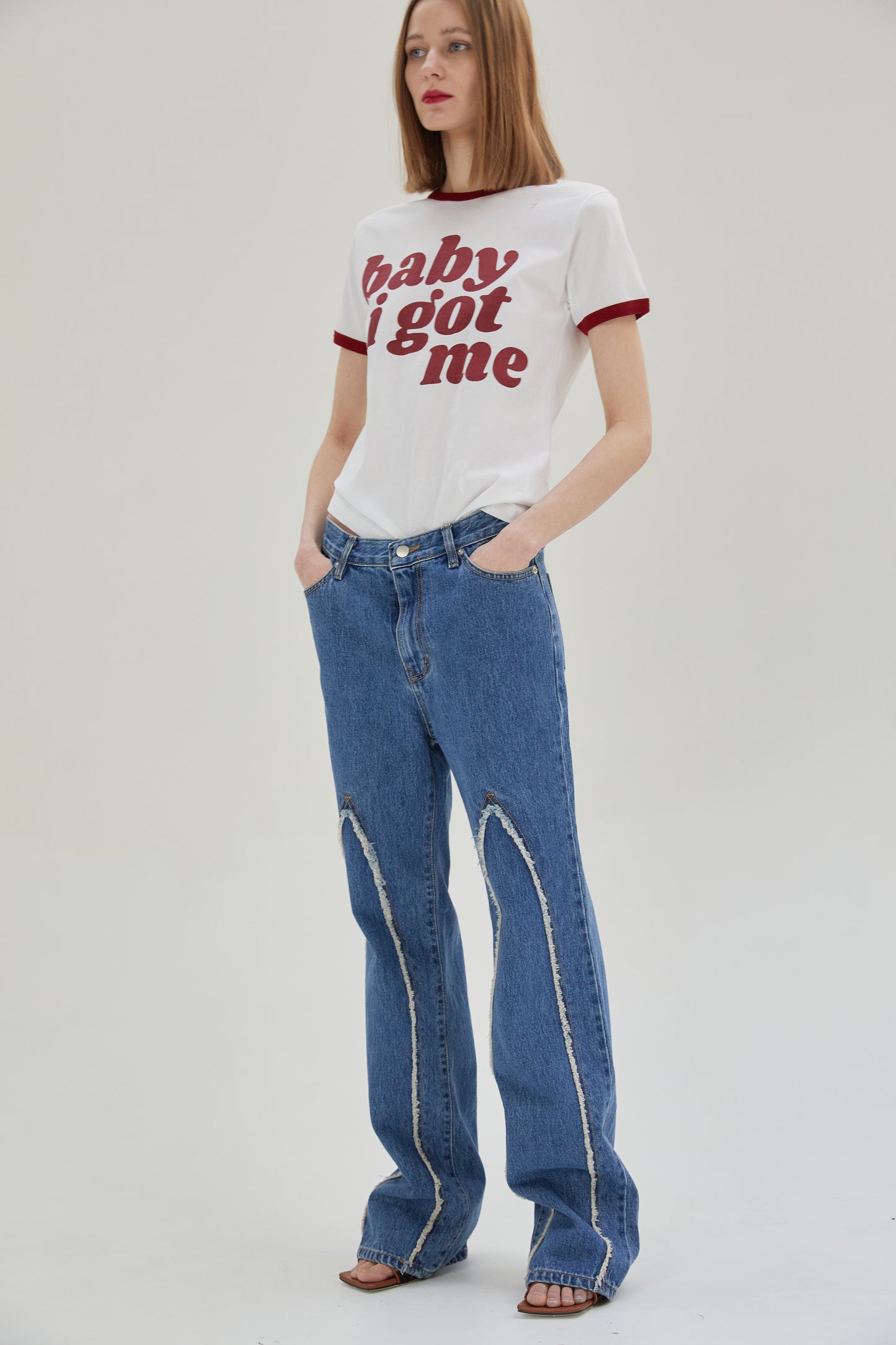 Frayed Cut Jeans, Blue