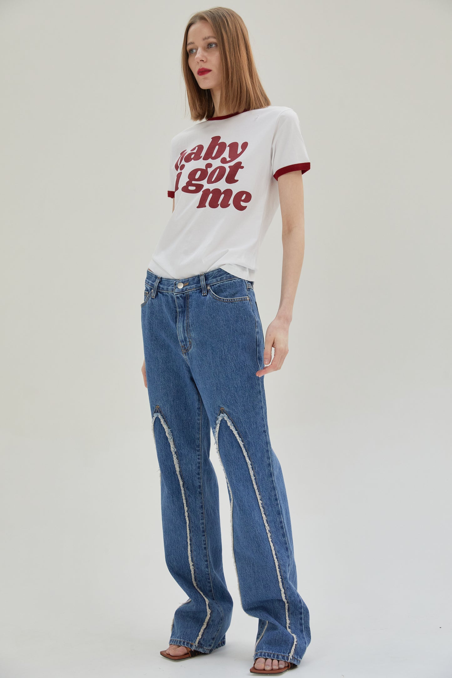 Frayed Cut Jeans, Blue