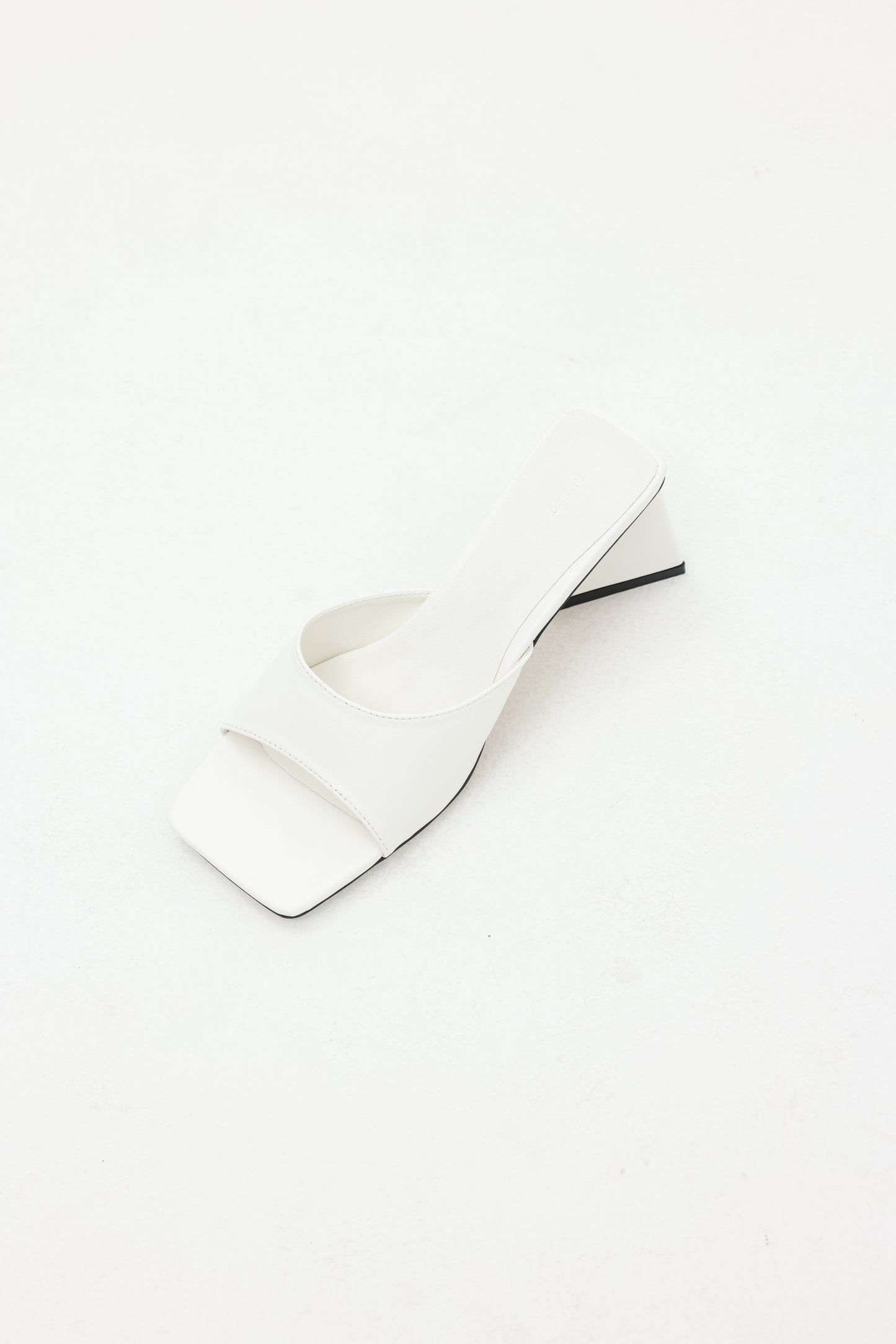 Triangle Heeled Mule, White