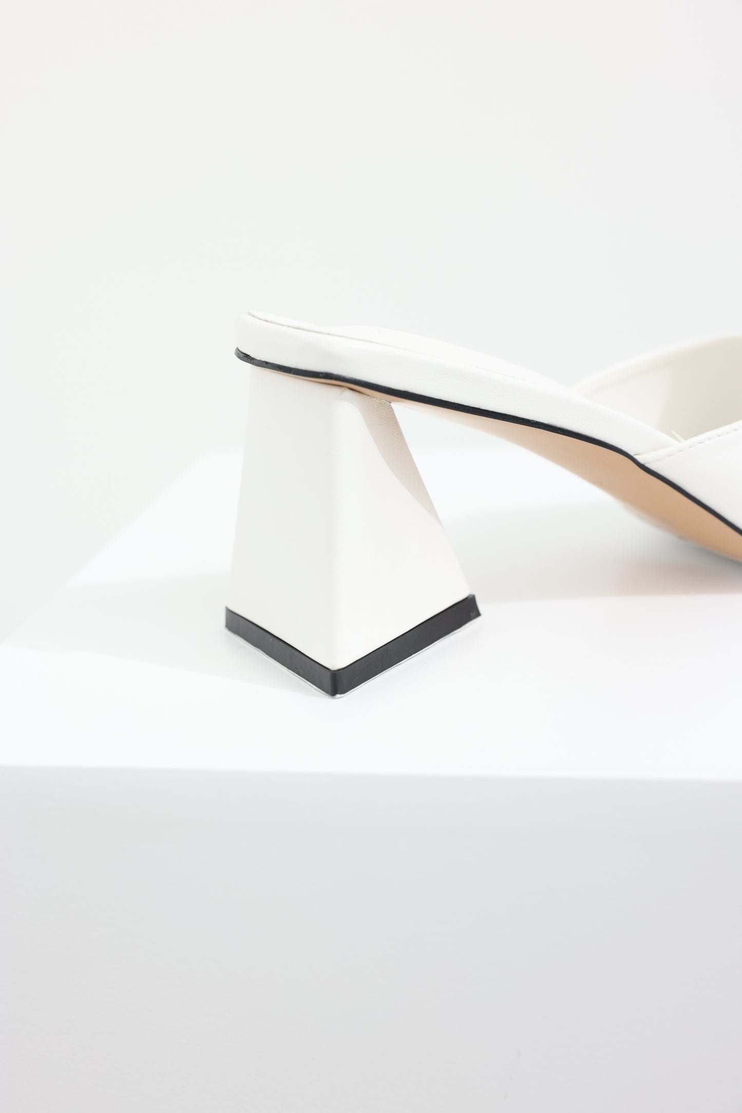 Triangle Heeled Mule, White
