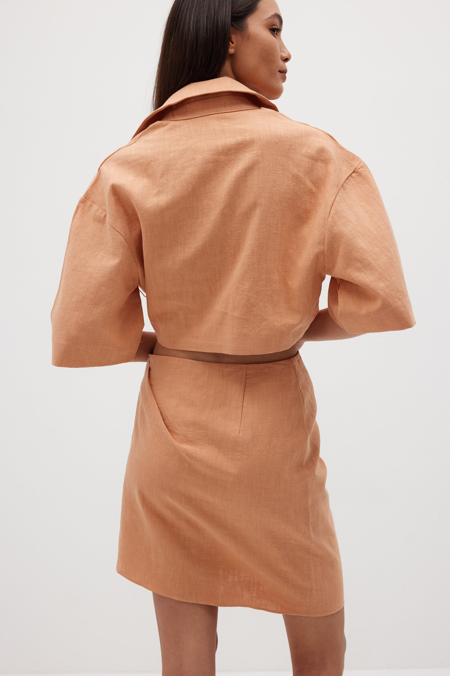 Crop Linen Shirt, Sandstone