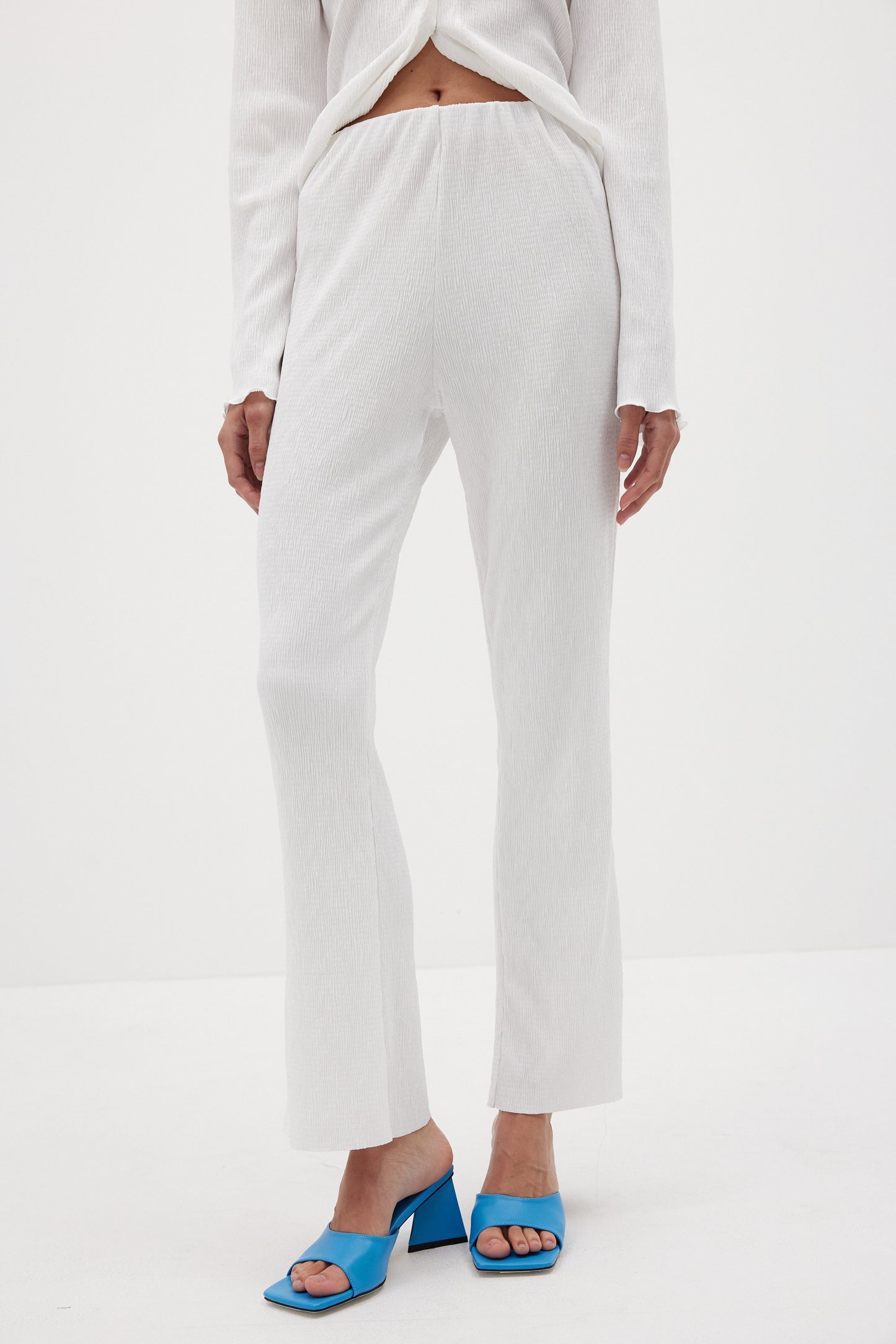 Straight Leg Pleated Pants, Pure White