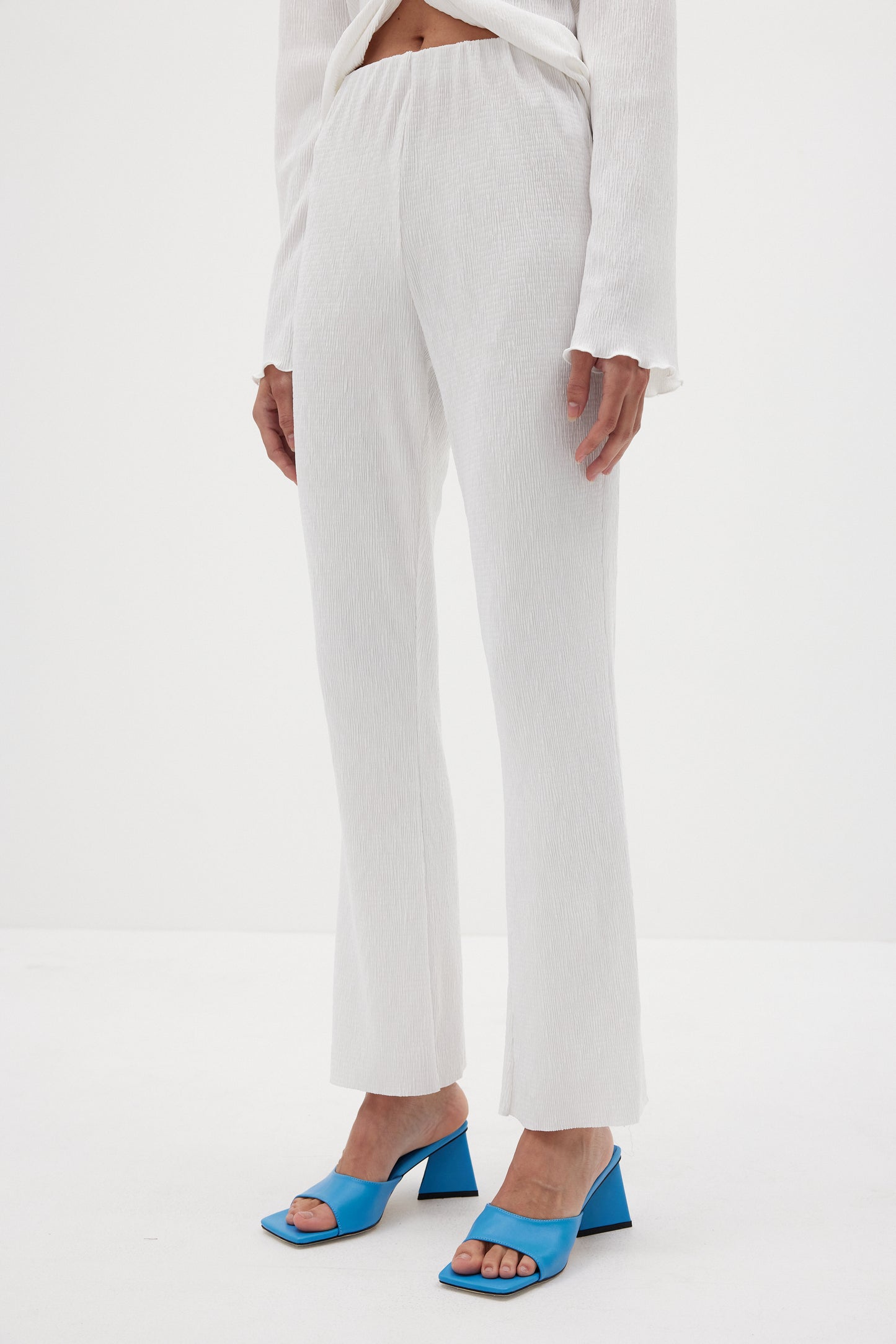 Straight Leg Pleated Pants, Pure White