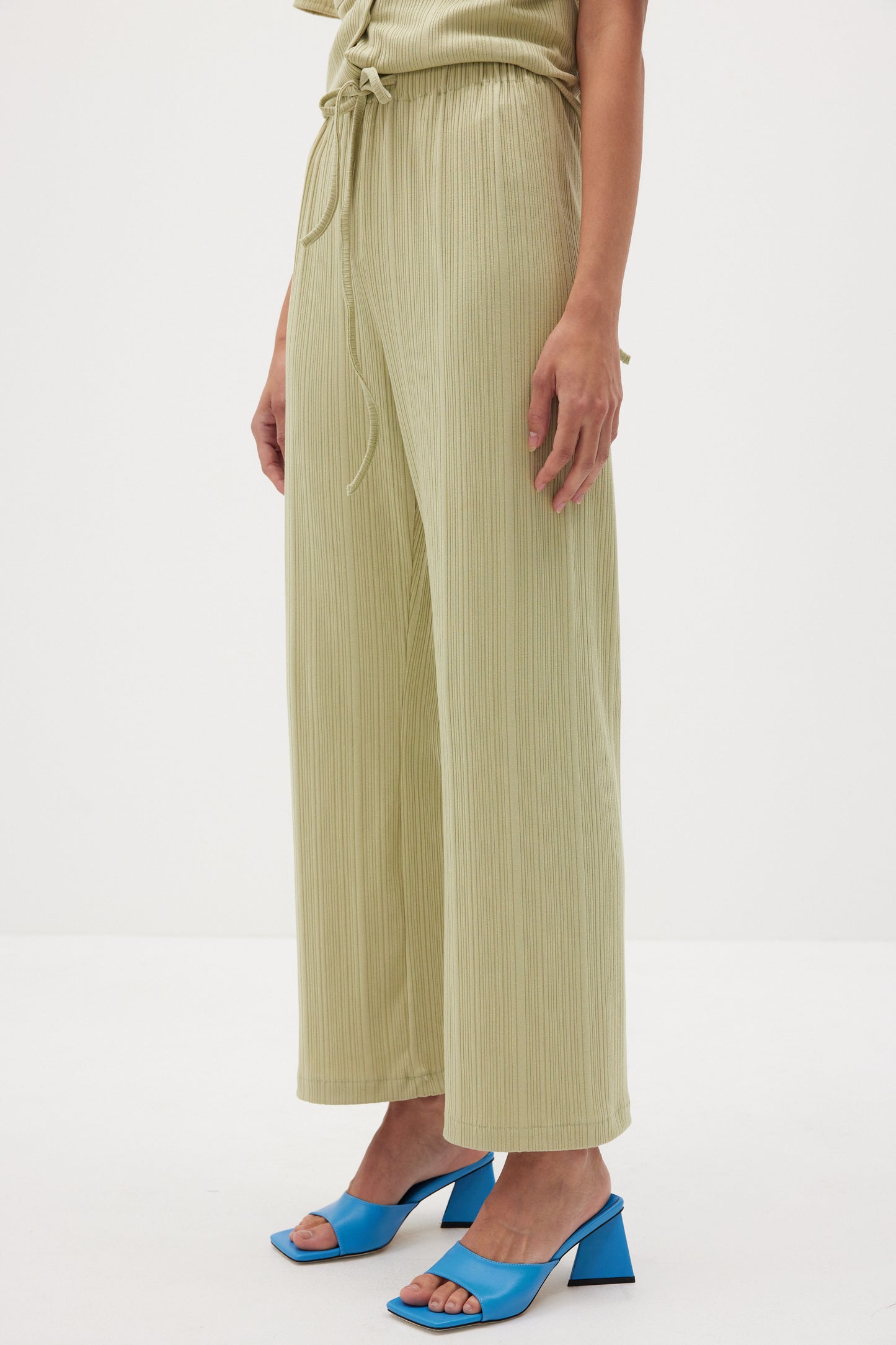 Ribbed Drawstring Pants, Sage