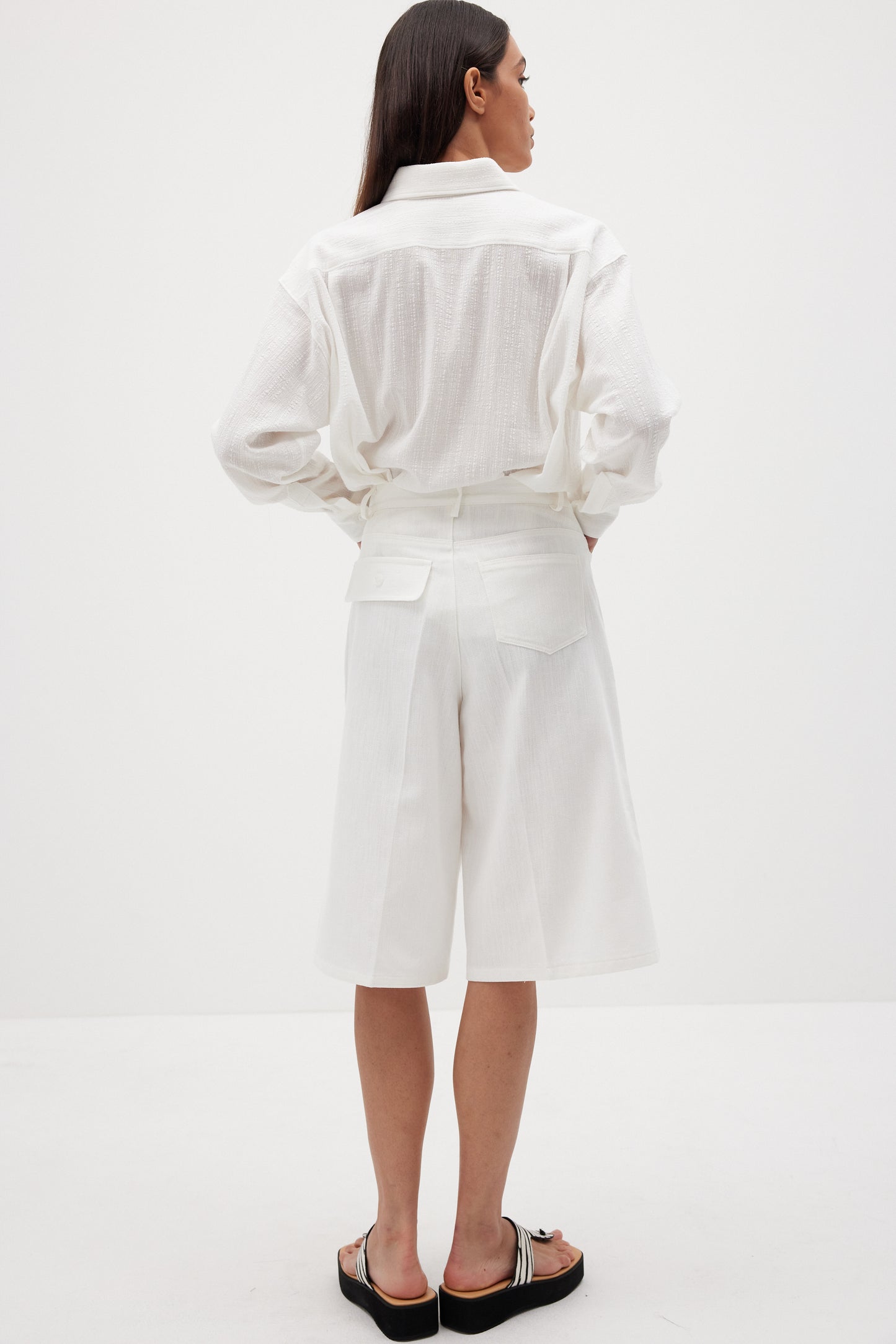 Fine Cotton Bermuda Shorts, White