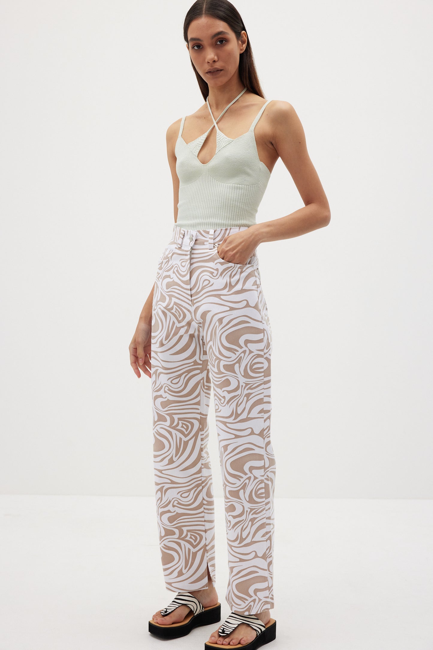 Underlayered Knit Top, Light Opaline