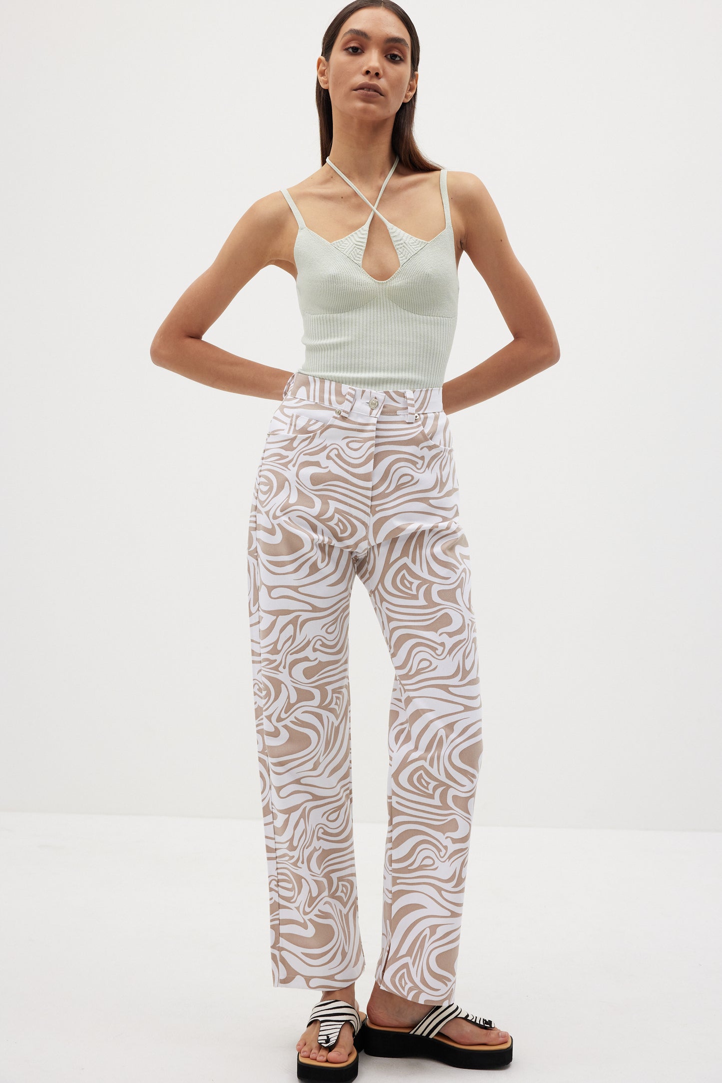 Underlayered Knit Top, Light Opaline