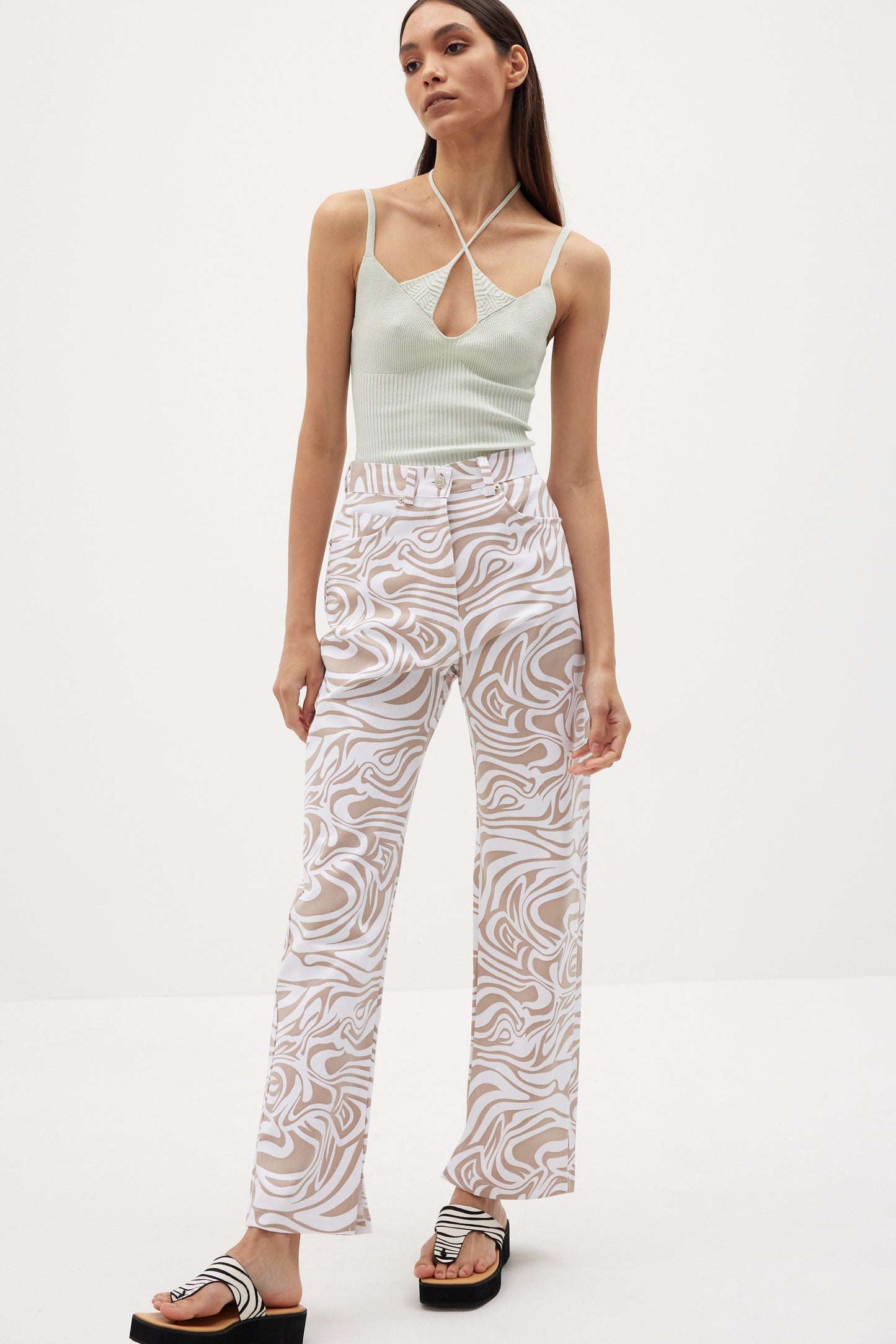 Underlayered Knit Top, Light Opaline