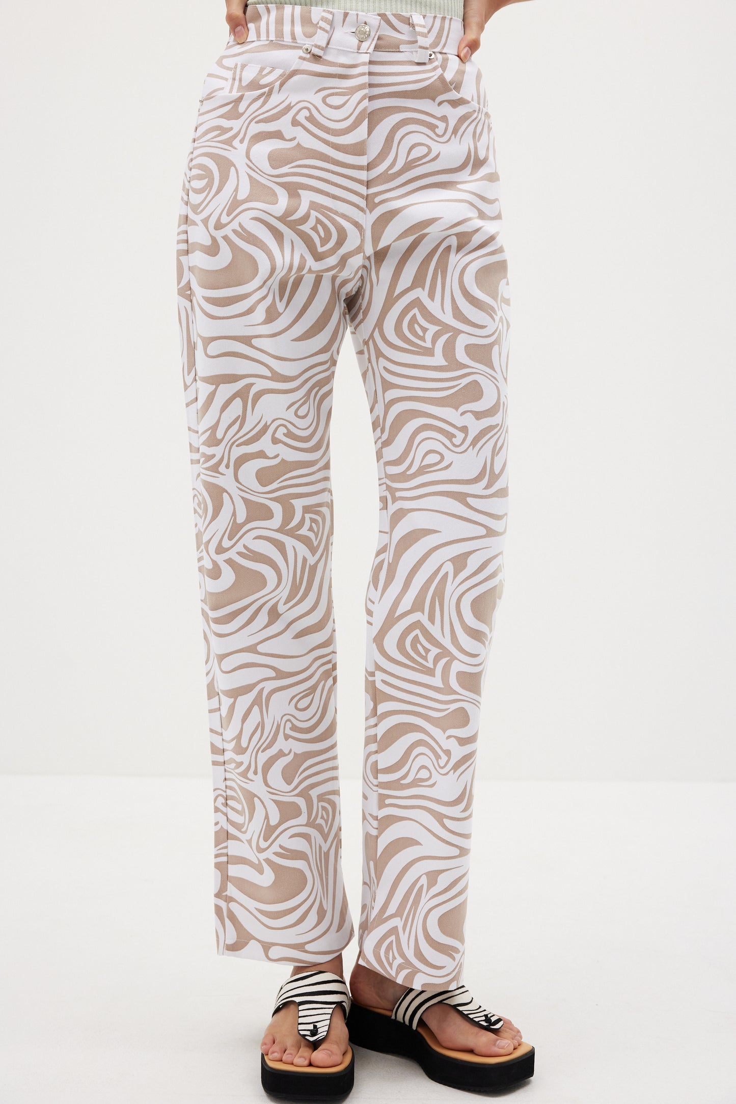 Ocean Wave Print Pants, Clay