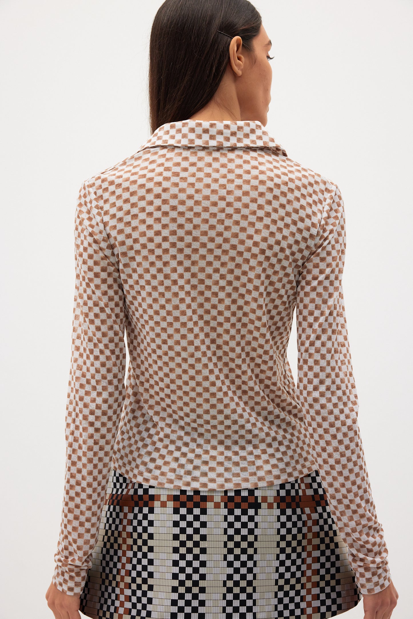 Second-Skin Checker Shirt, Milk Chocolate