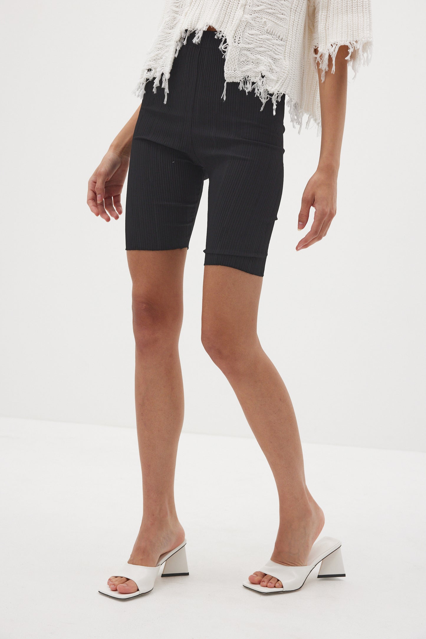Plissé Gym Shorts, Black