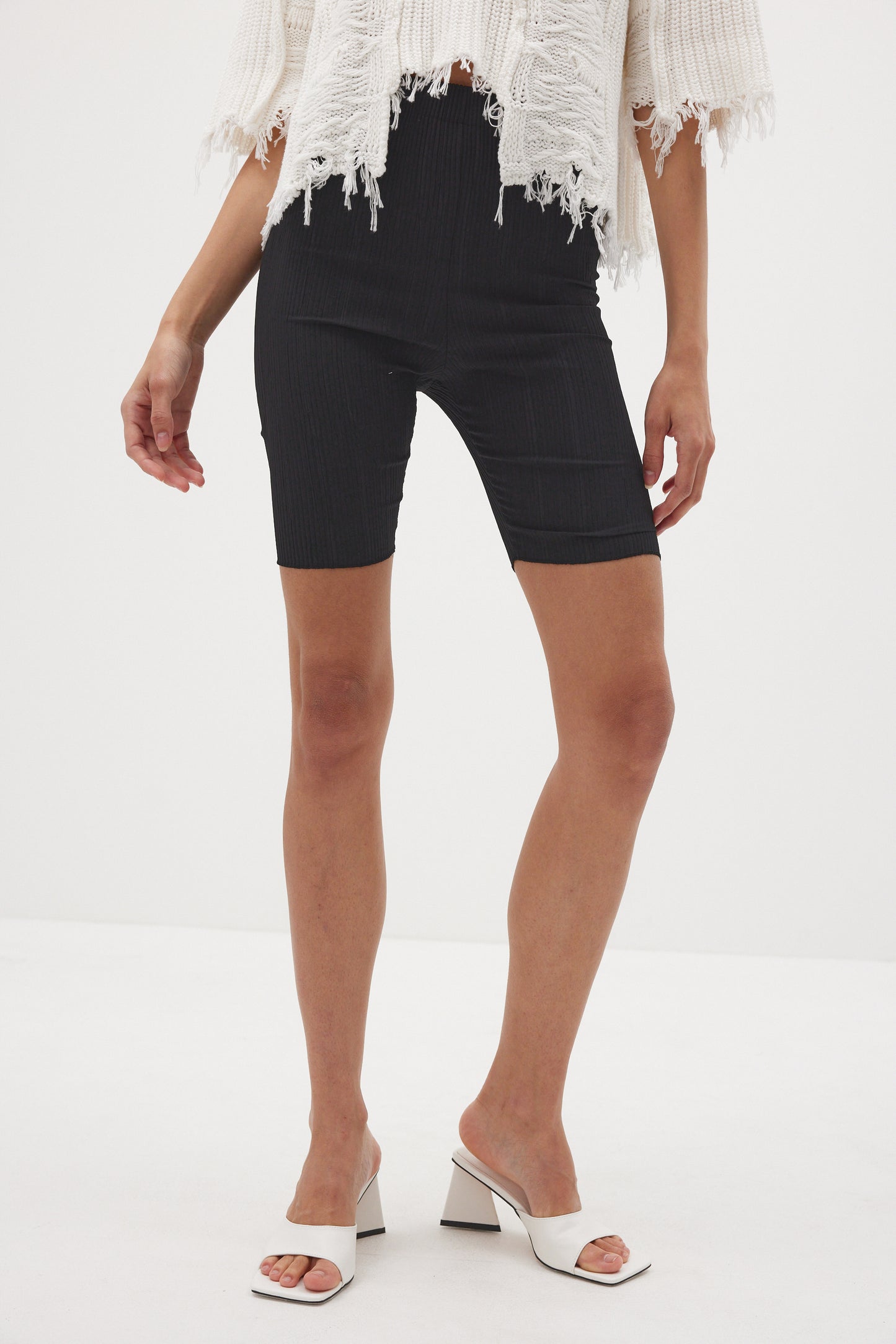 Plissé Gym Shorts, Black