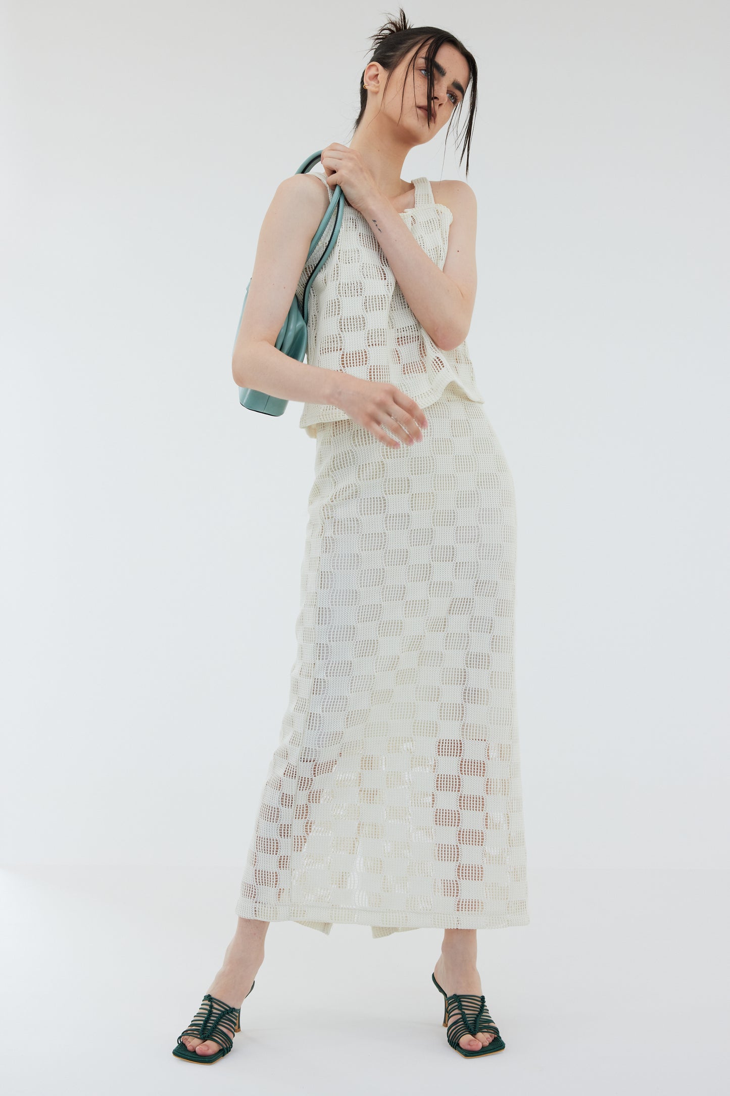 Crochet Knit Skirt, Coconut