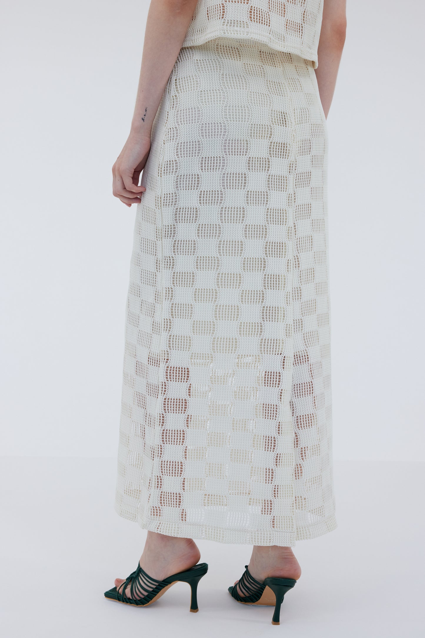 Crochet Knit Skirt, Coconut