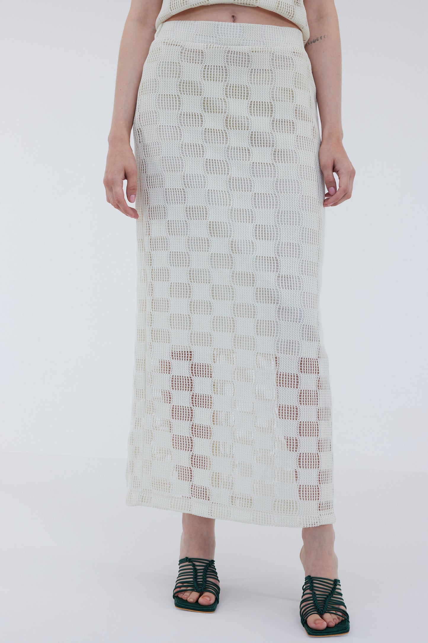 Crochet Knit Skirt, Coconut