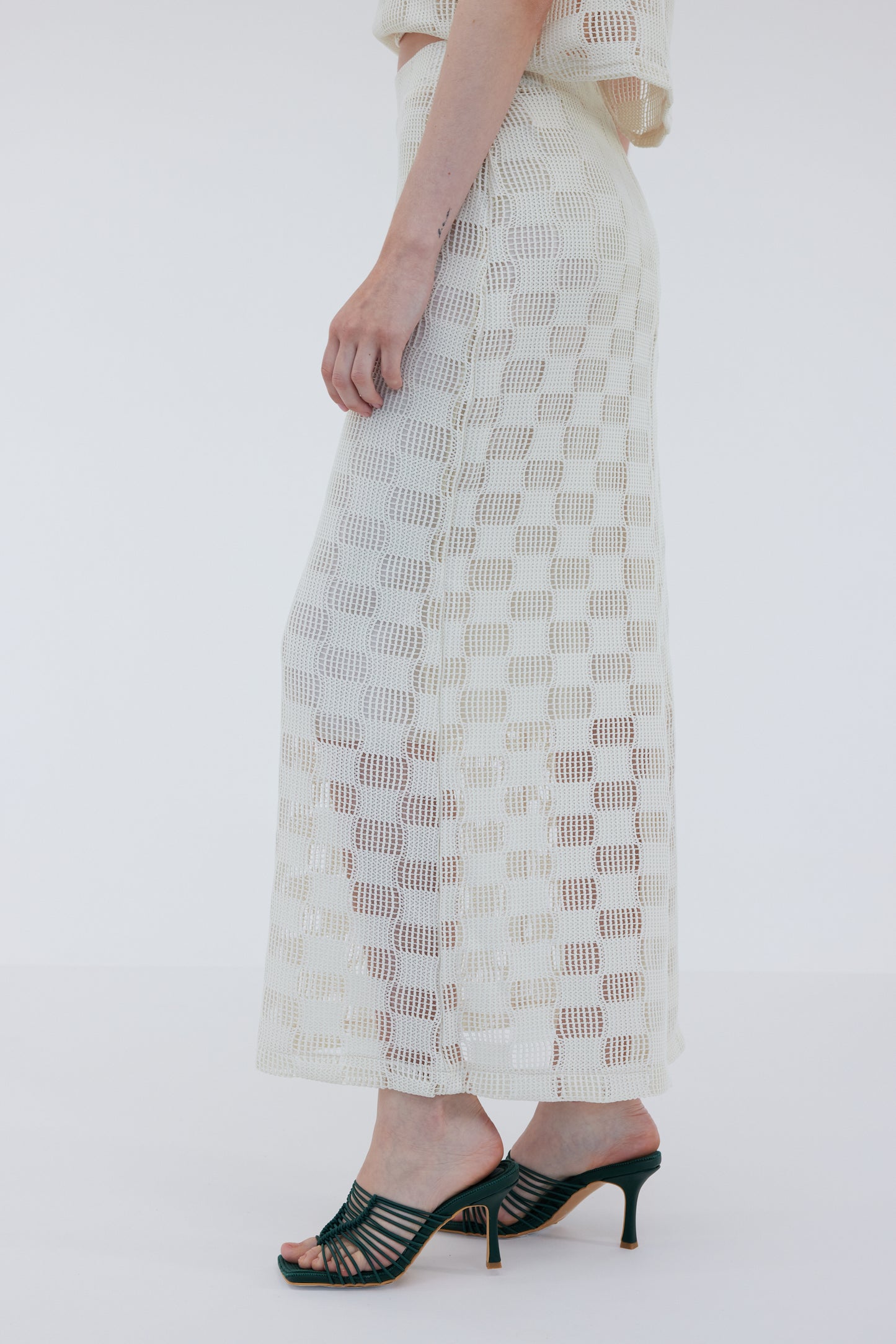 Crochet Knit Skirt, Coconut