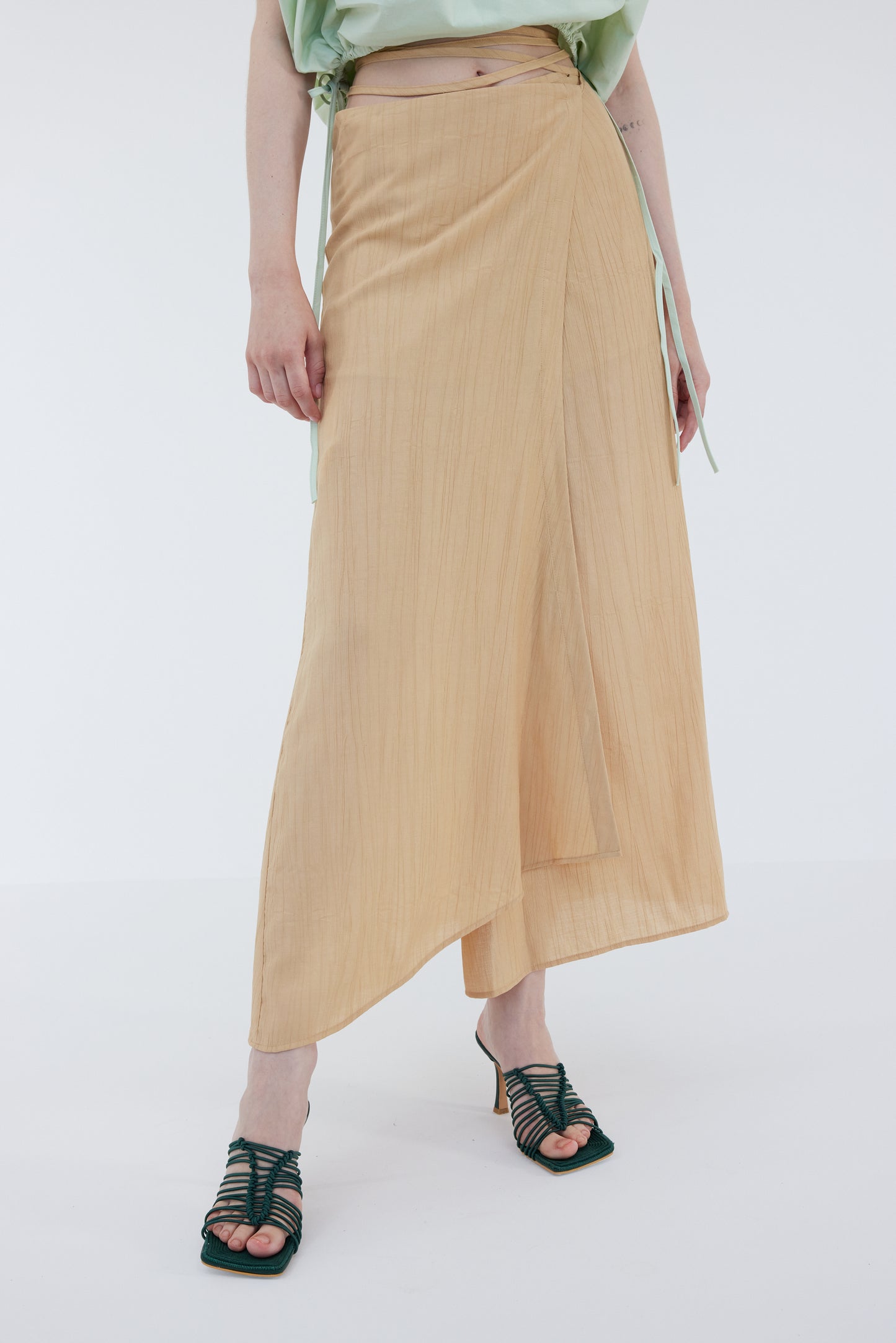 Self Tie Wrap Skirt, True Tan