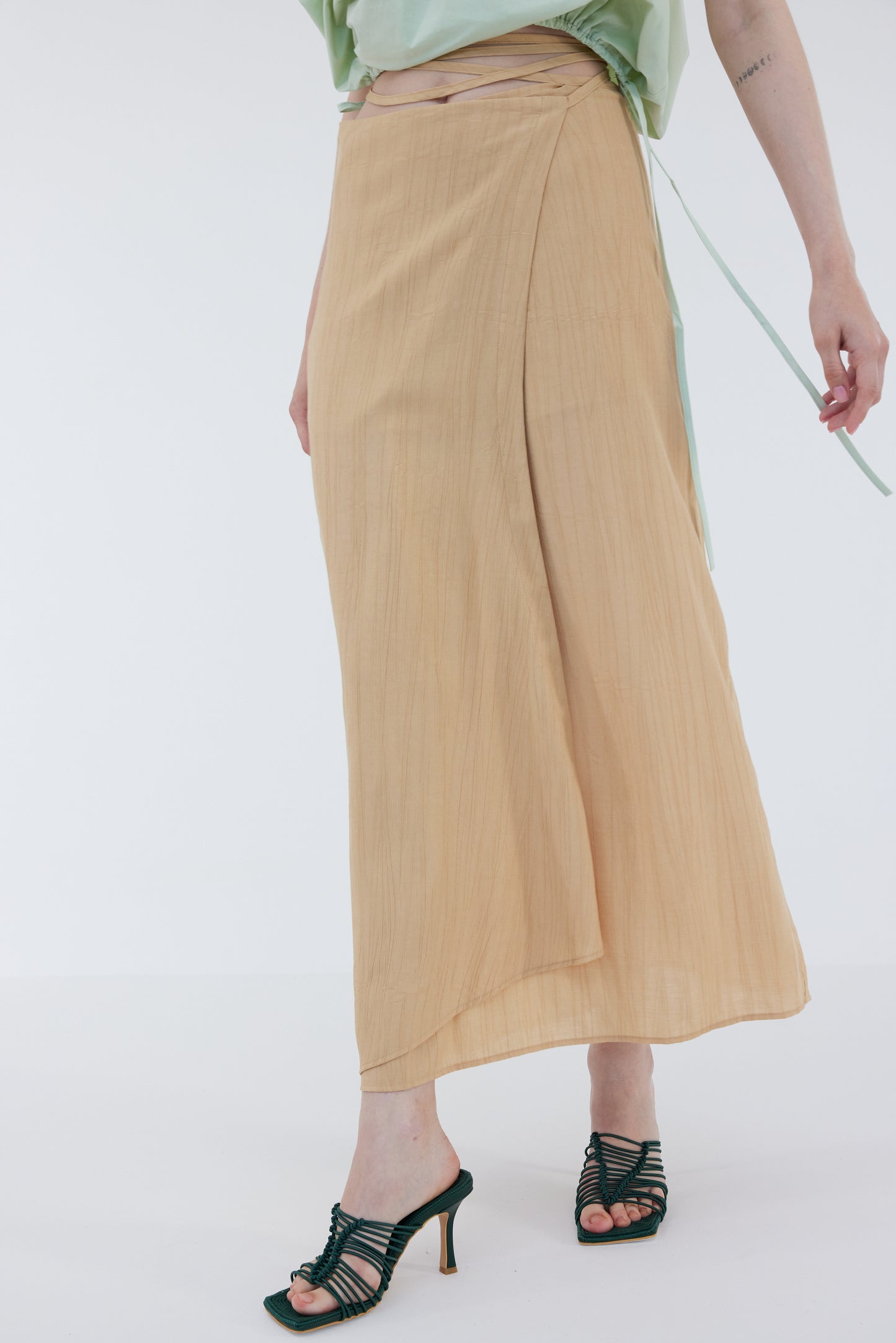 Self Tie Wrap Skirt, True Tan