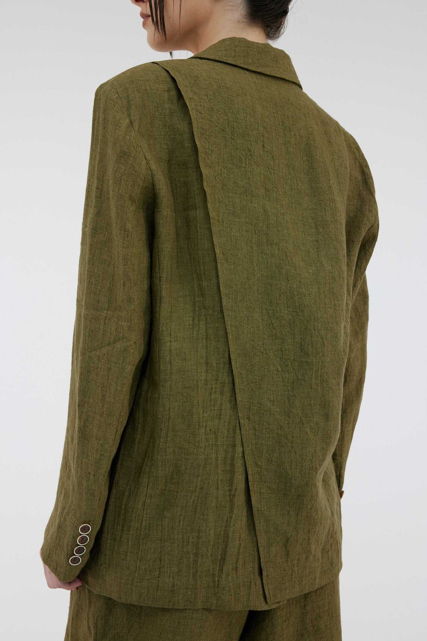 Oversized Linen Blazer, Khaki