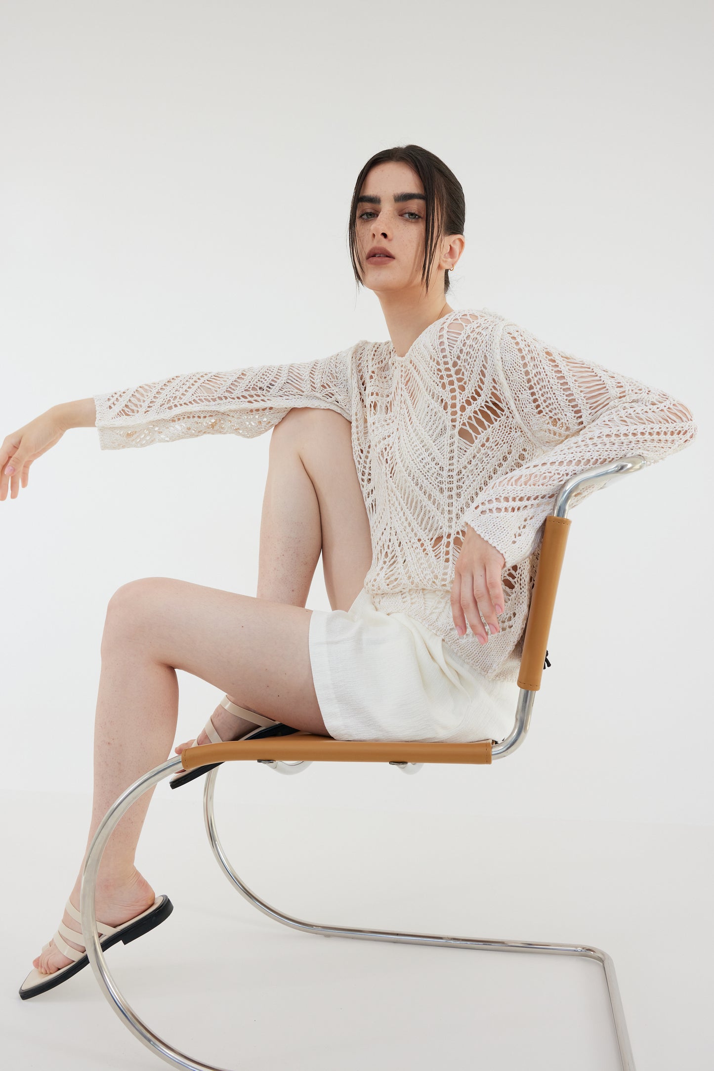 See Through Crochet Top, Ivory