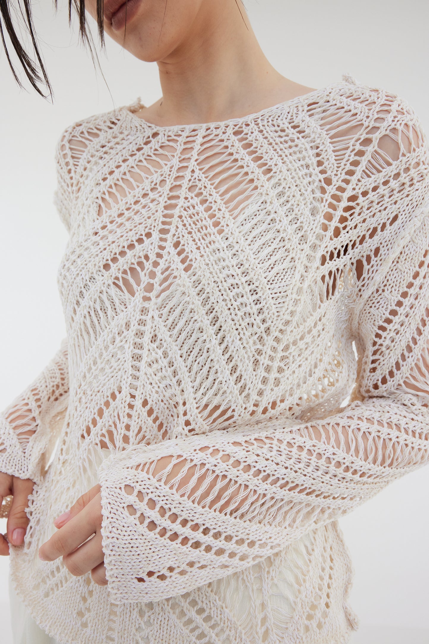 See Through Crochet Top, Ivory